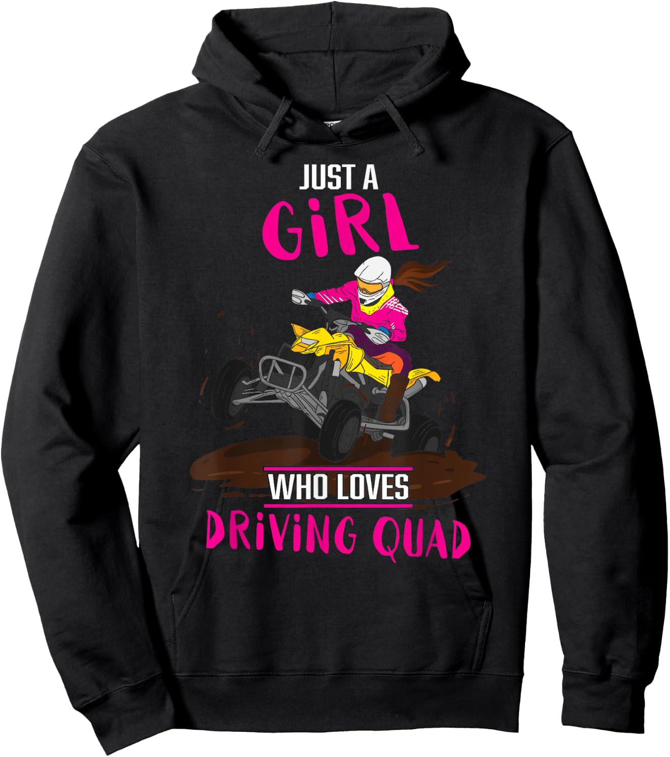 Just A Girl Who Loves Driving Quad Funny ATV Biking Girls Hoodie - Hoodie | Black