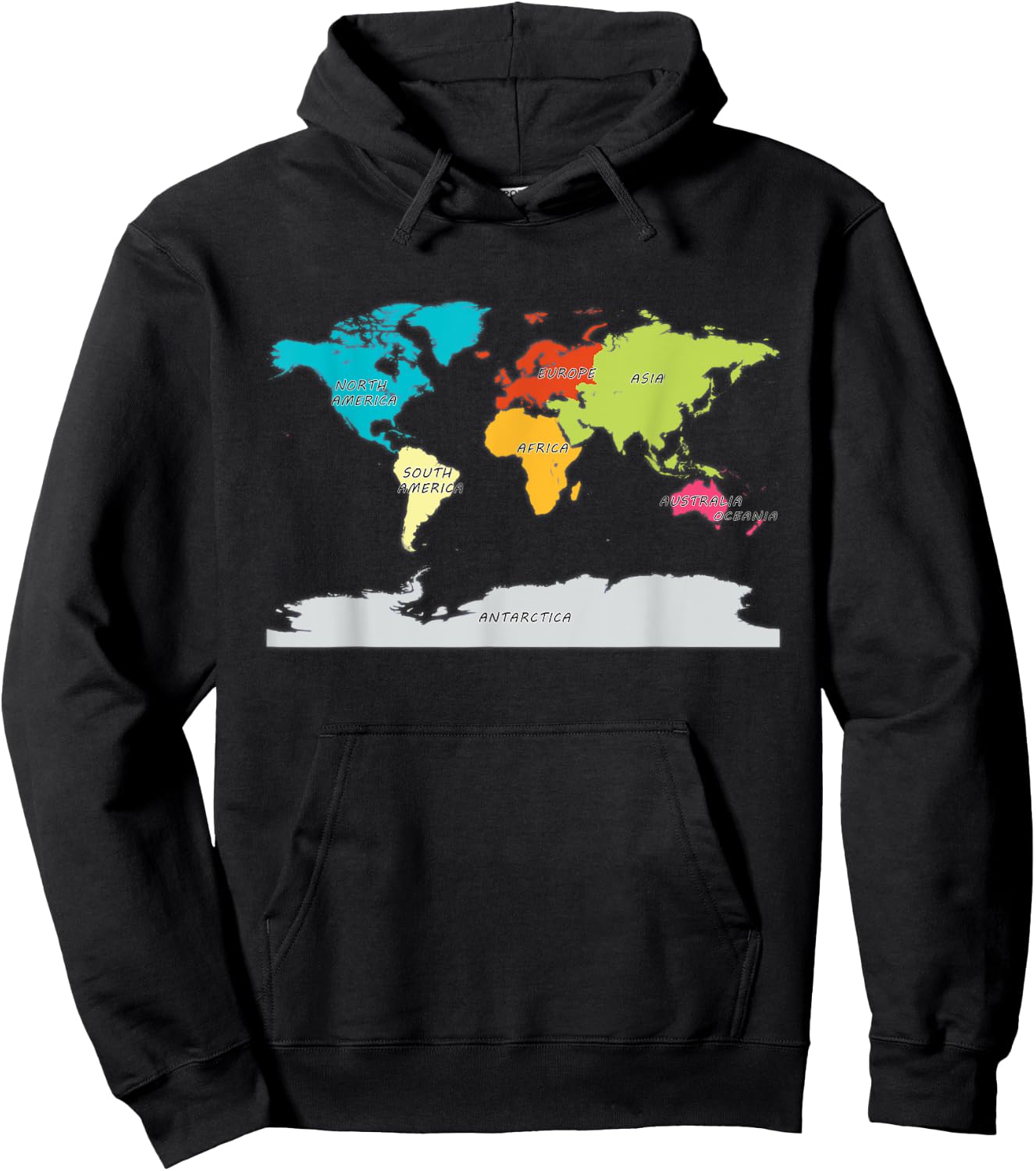 map of the world shirt names of all continents World Map Hoodie - Hoodie | Black