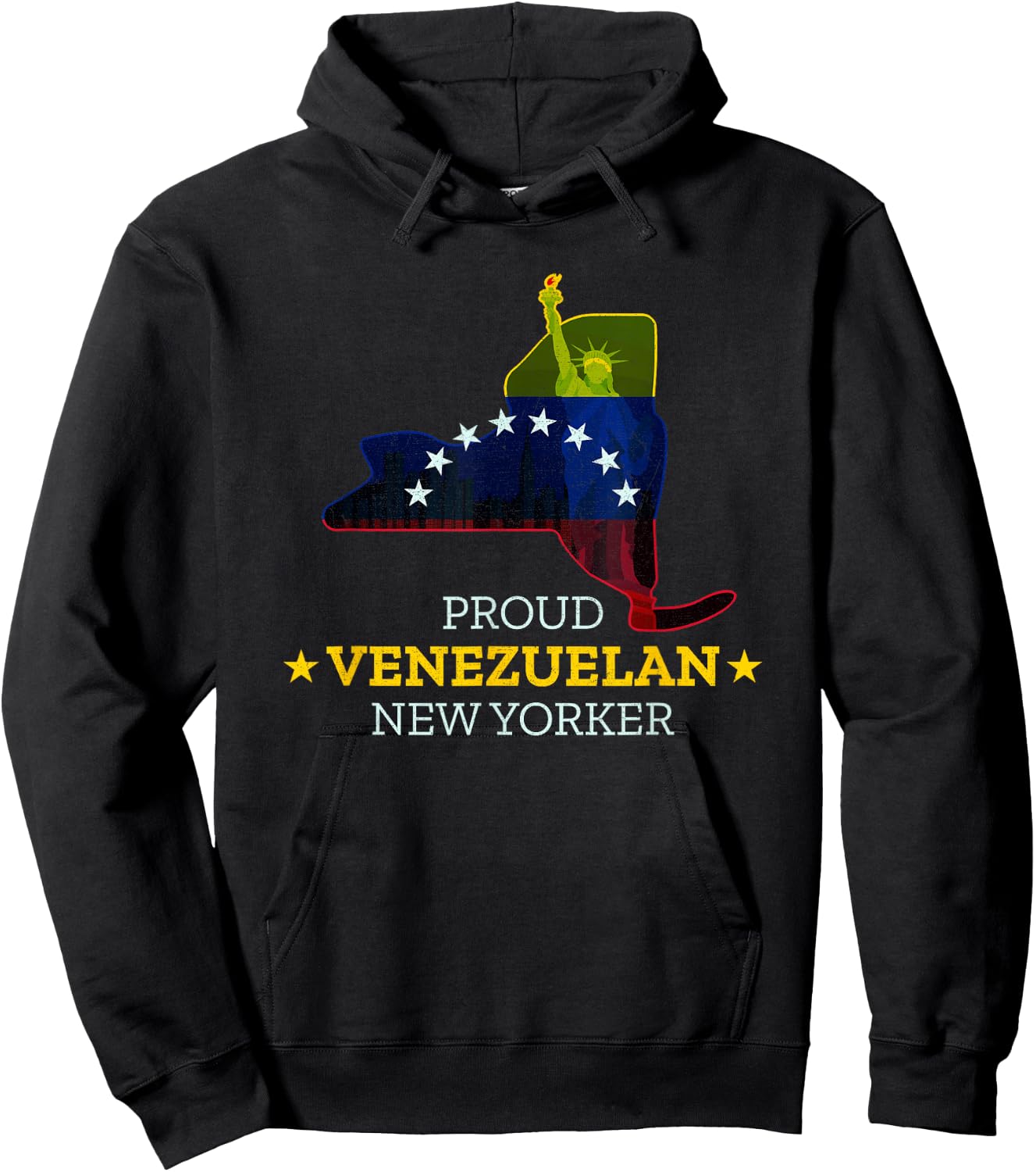 Proud Venezuelan New Yorker - New York Map Venezuela Flag Hoodie - Hoodie | Black
