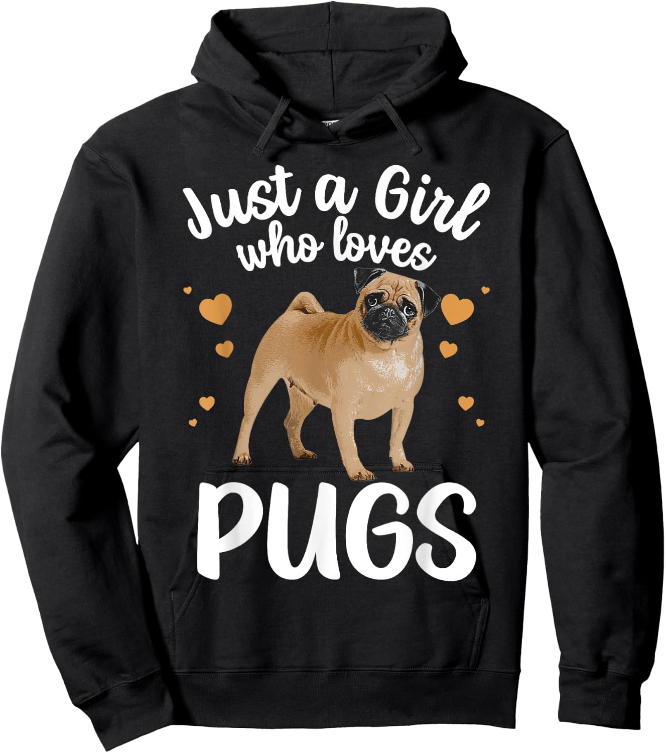 Cool Pug Art For Girls Women Kids Pug Dog Animal Puppy Lover Hoodie - Hoodie | Black