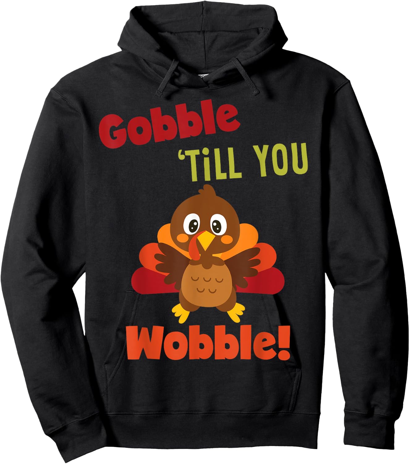 Vintage Retro Gobble Till You Wobble Apparel Hoodie - Hoodie | Black