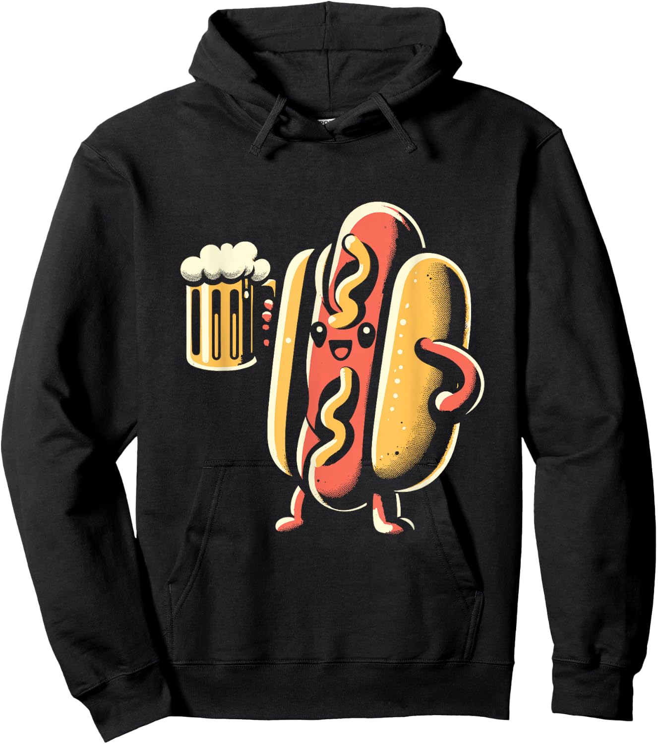 Hot Dog And Beer - Vintage Hotdog Just Here for the Wieners Men Women Hoodie - Hoodie | Black