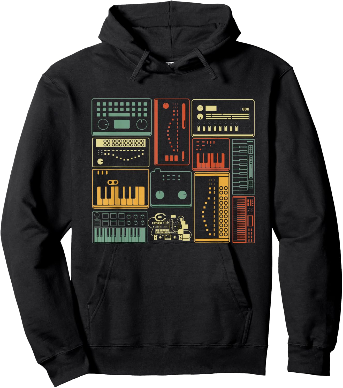 Analog Modular Synthesizer Music Producer Keyboard Hoodie - Hoodie | Black
