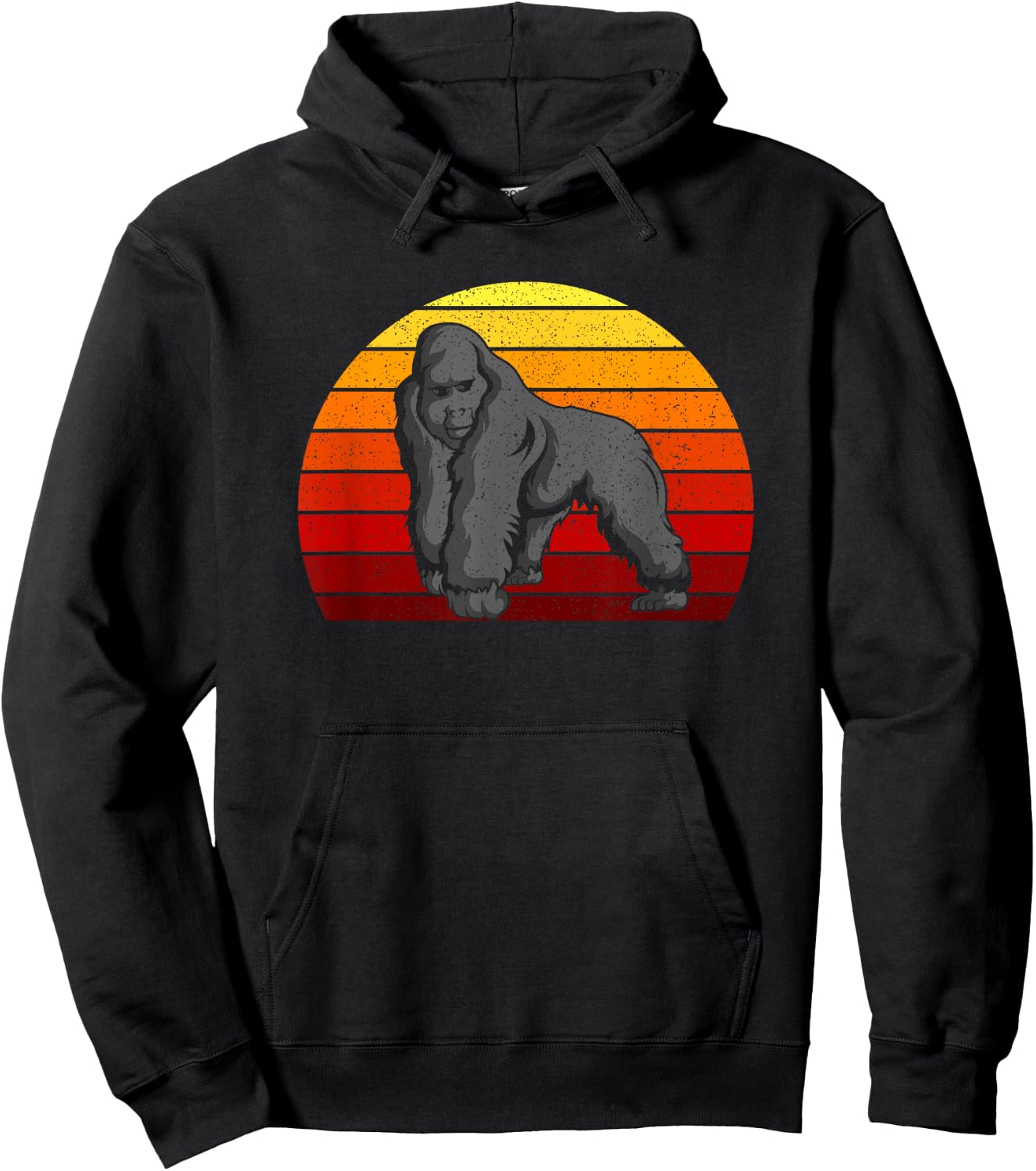 Retro 70s 80s Silverback Gorilla Hoodie - Hoodie | Black