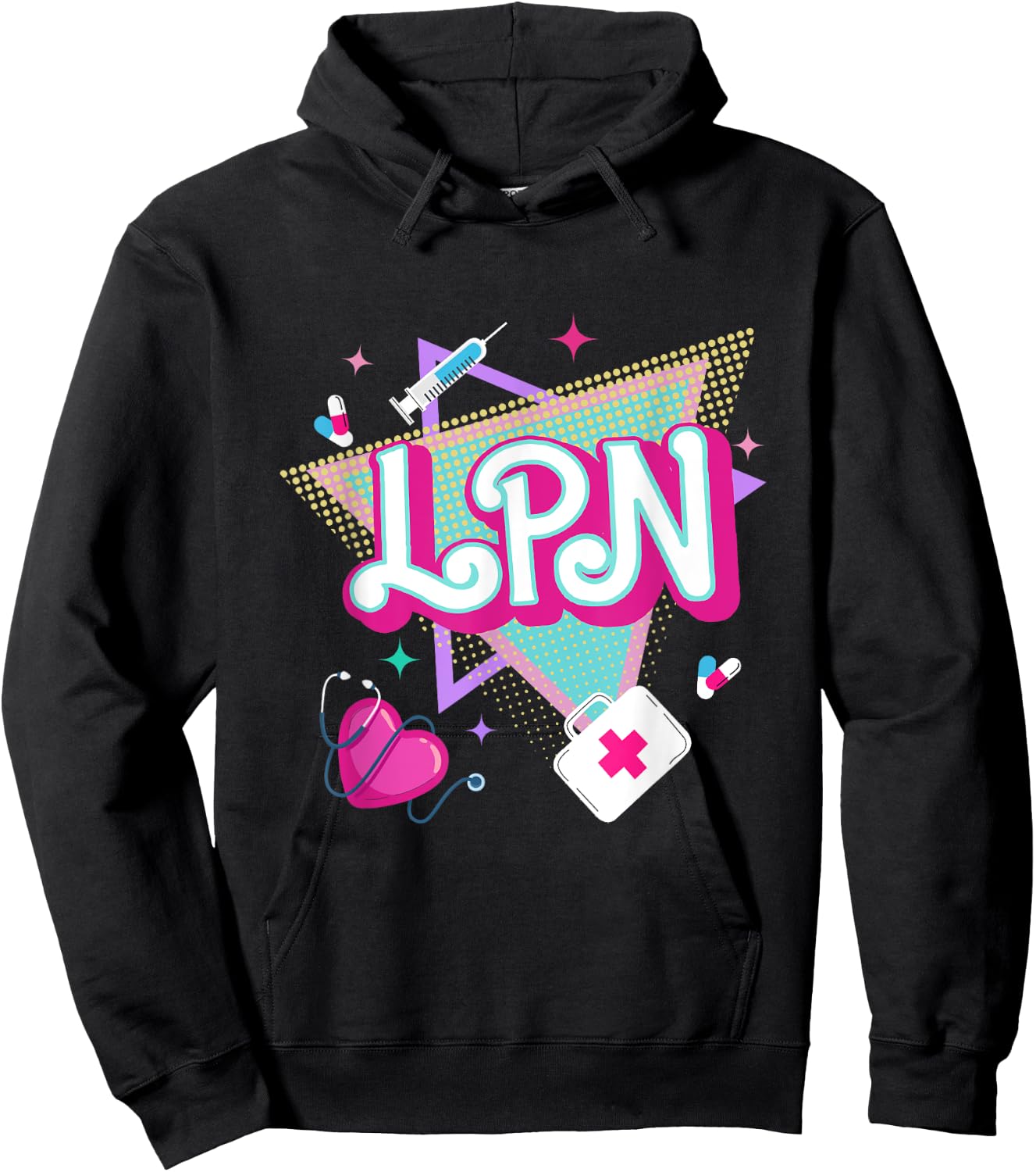 Retro vintage LPN Licensed Practical Nurse men women Hoodie - Hoodie | Black