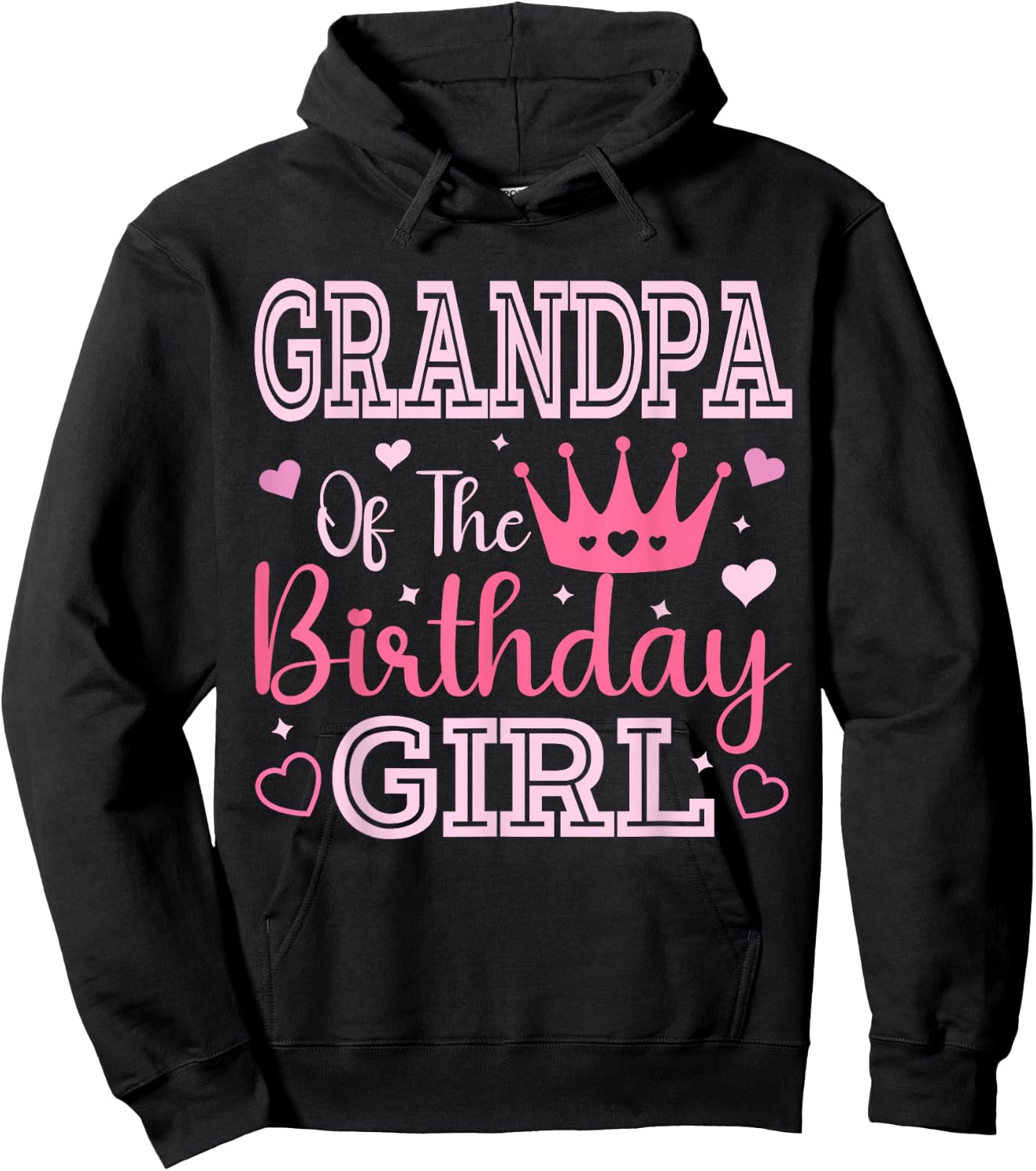 Grandpa of the Birthday Girl Cute Pink Matching Family Party Hoodie - Hoodie | Black