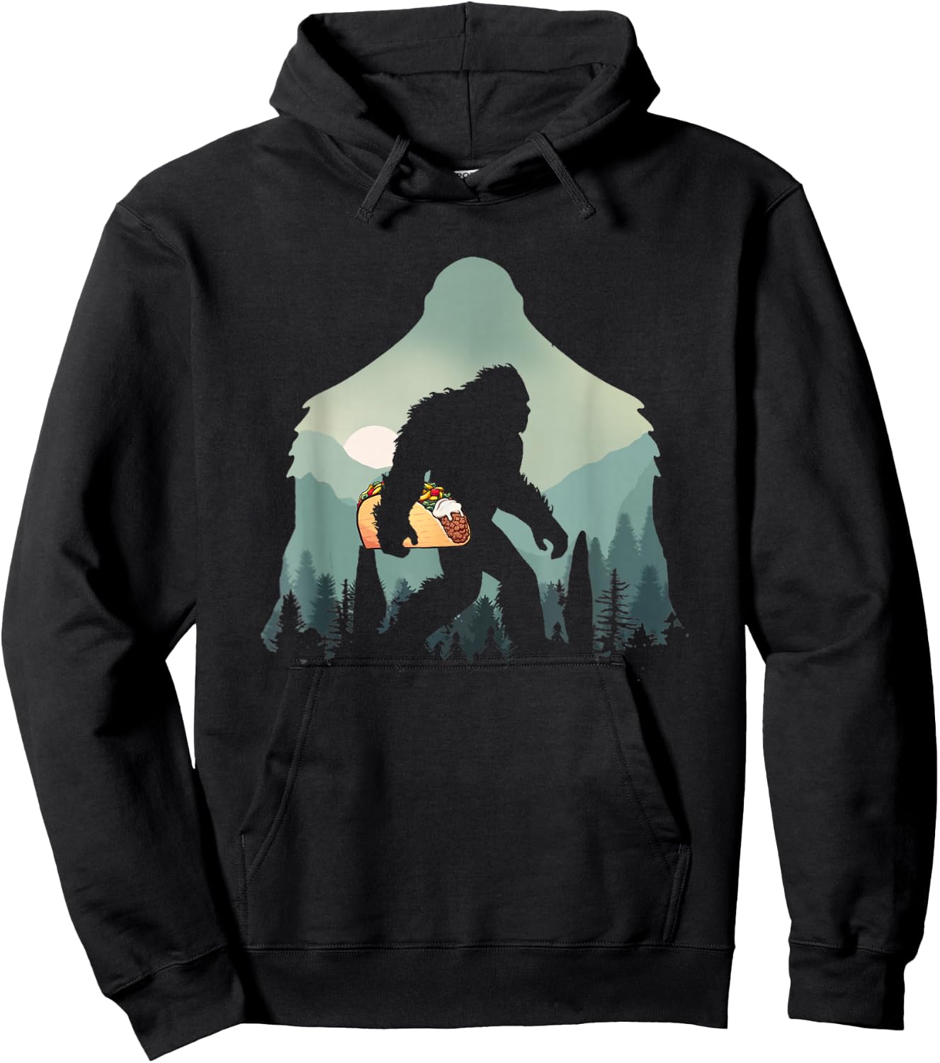 Funny Bigfoot With Tacos Sasquatch Believe Cinco de Mayo Hoodie - Hoodie | Black