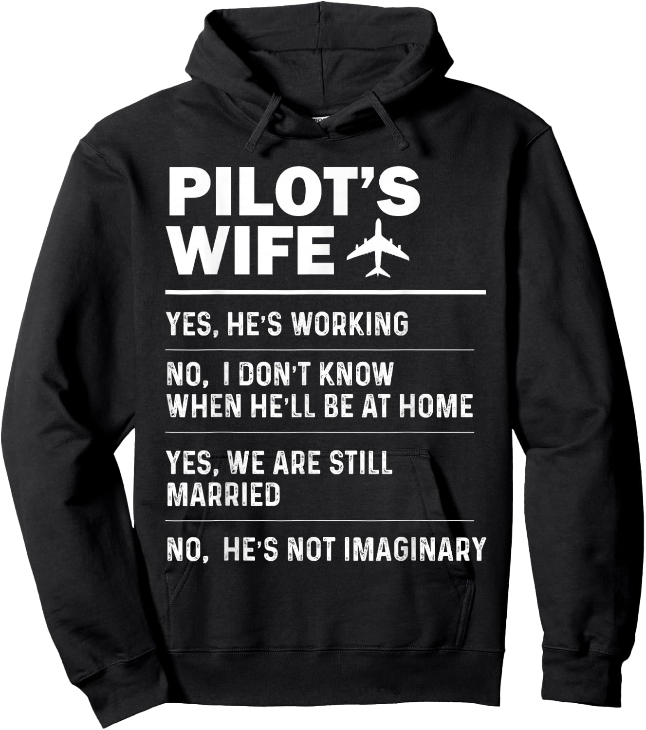 Pilot's Wife Funny Aviation Airline Pilot Husband Aviator Hoodie - Hoodie | Black
