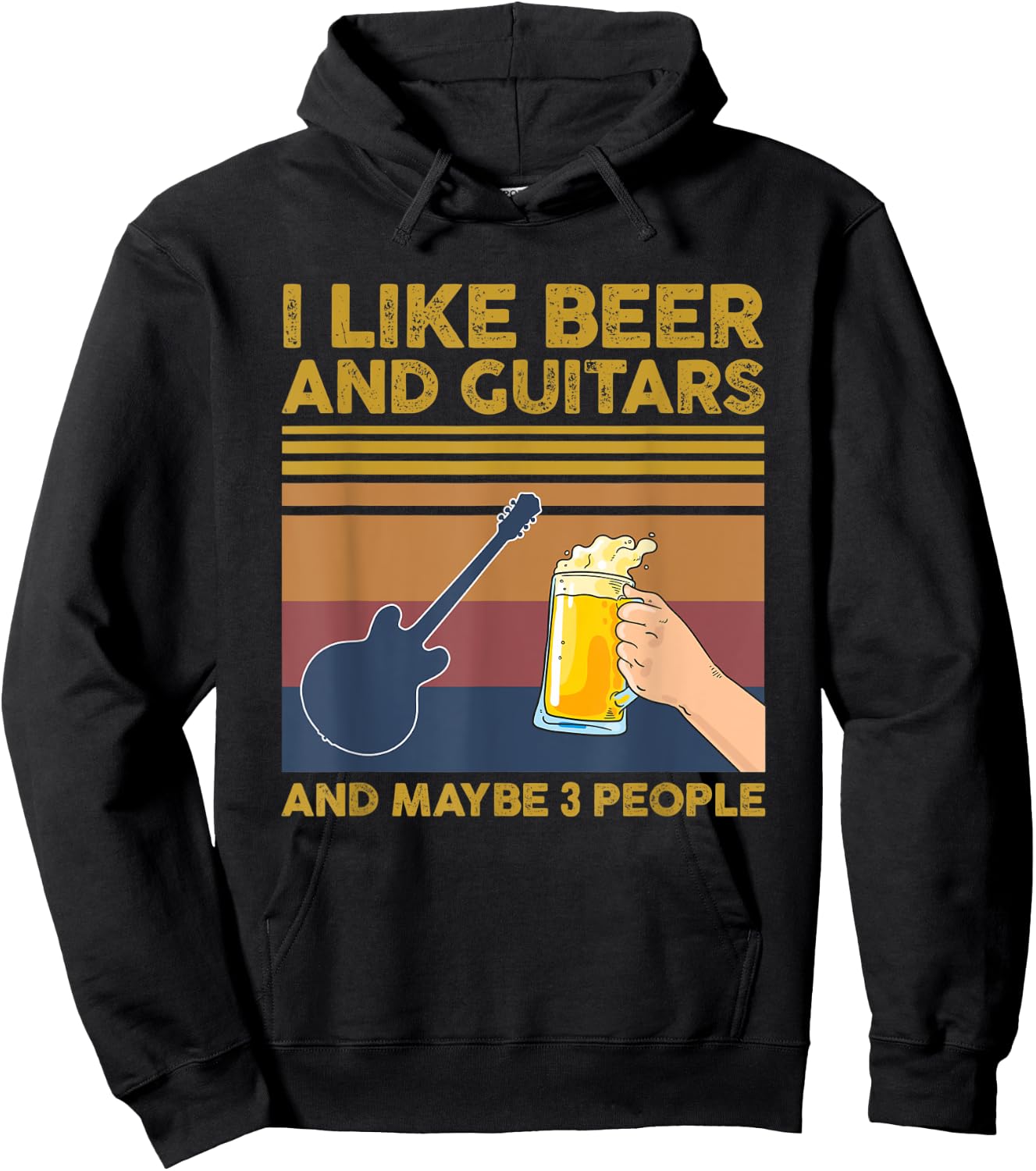 I Like Beer and Guitars and Maybe 3 People Hoodie - Hoodie | Black
