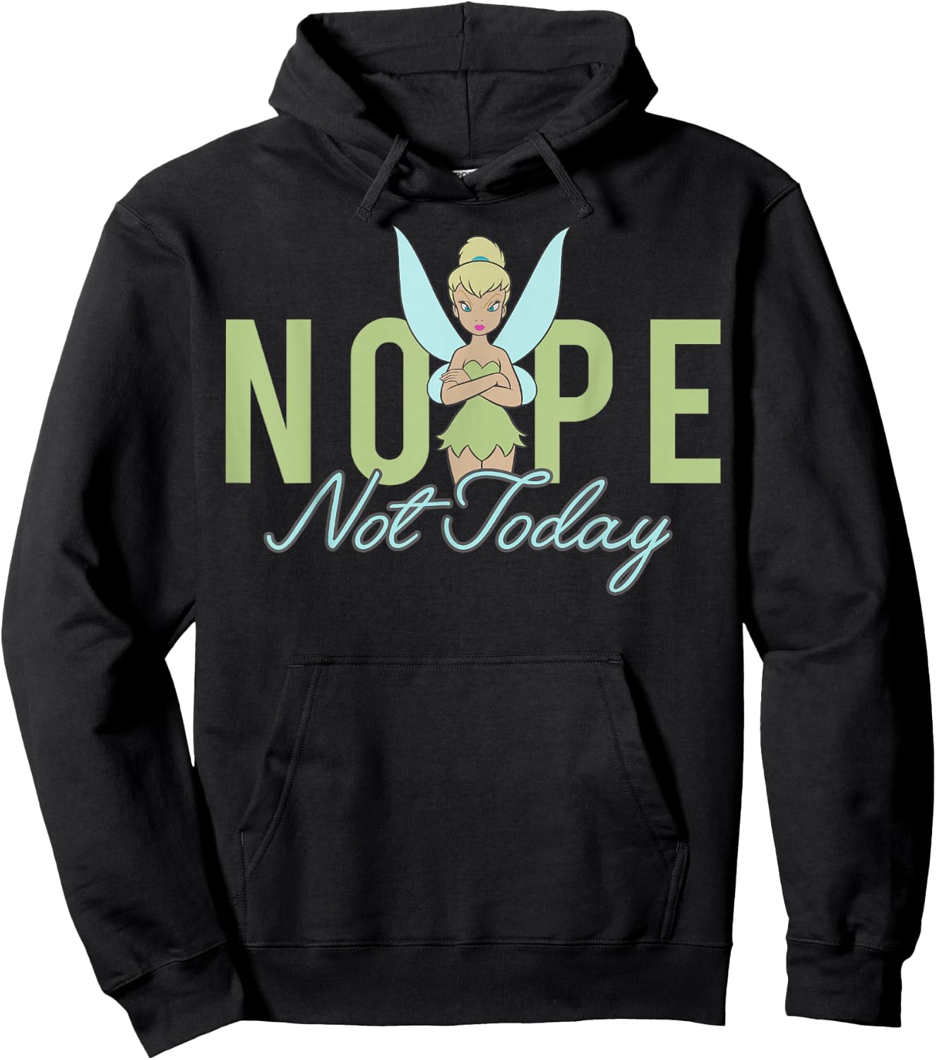 Disney Peter Pan Tinker Bell Nope Not Today Short Sleeve Hoodie - Hoodie | Black