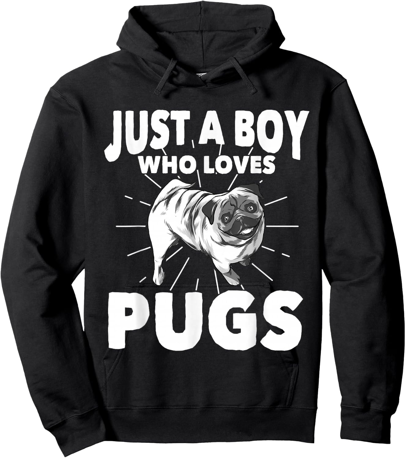 Just A Boy Who Loves Pugs Dog Owner Gift Pug Hoodie - Hoodie | Black