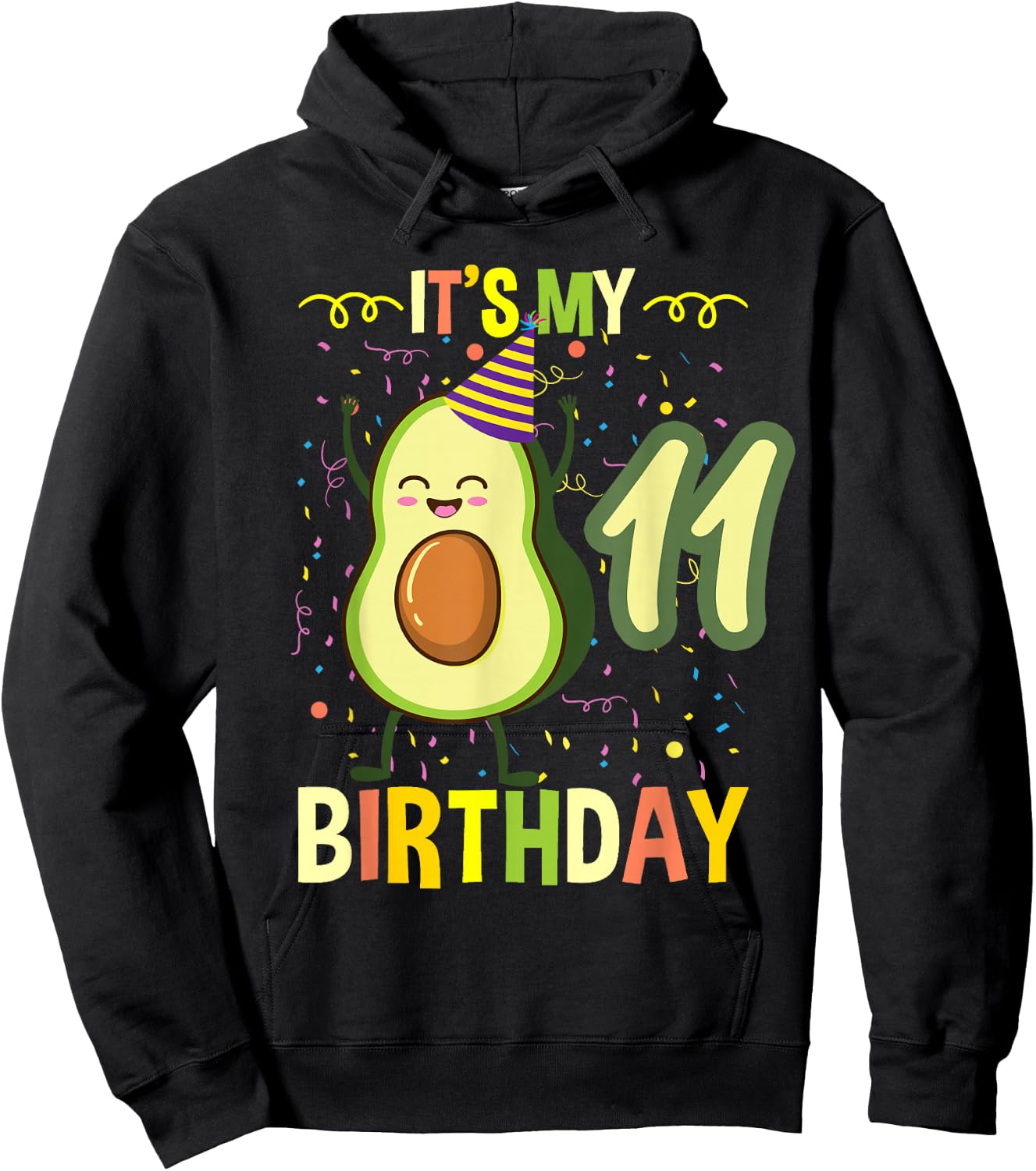 Its My 11th Birthday Avocado Hoodie - Hoodie | Black
