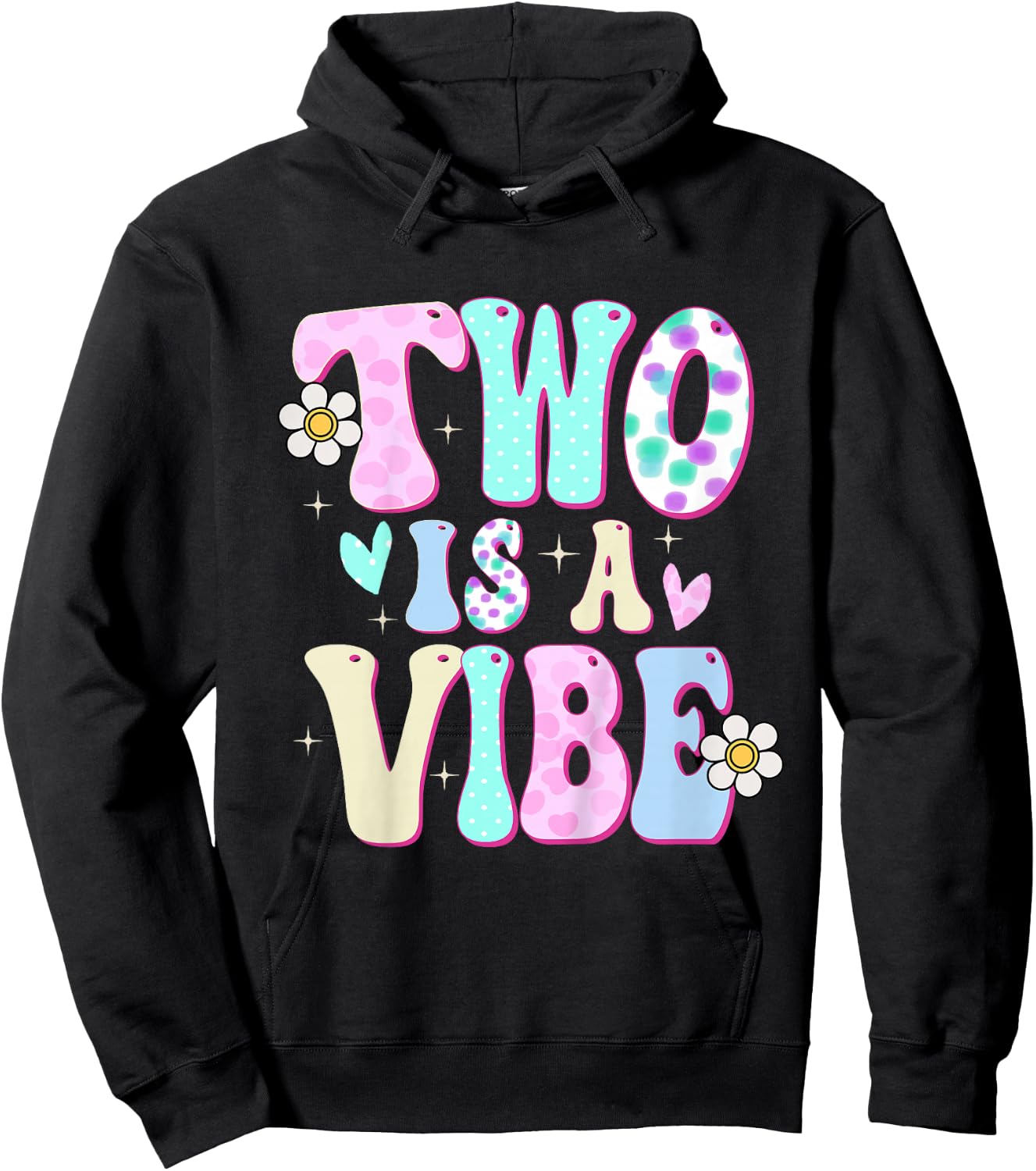 Two is a Vibe Girl Gifts 2nd Birthday 2 Year Old Hoodie - Hoodie | Black