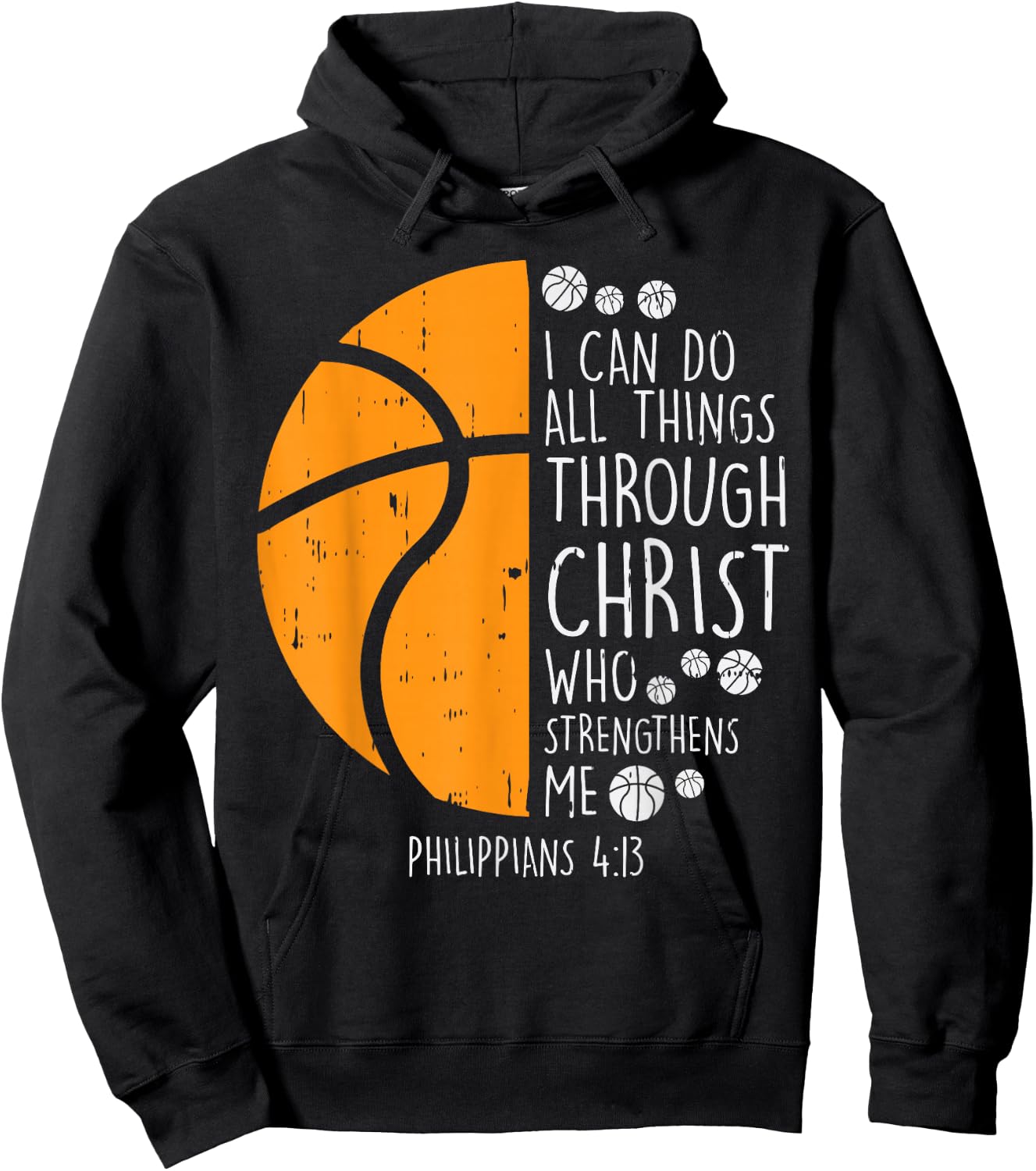 Basketball i can do things Bible Verse God Jesus Gift Hoodie - Hoodie | Black