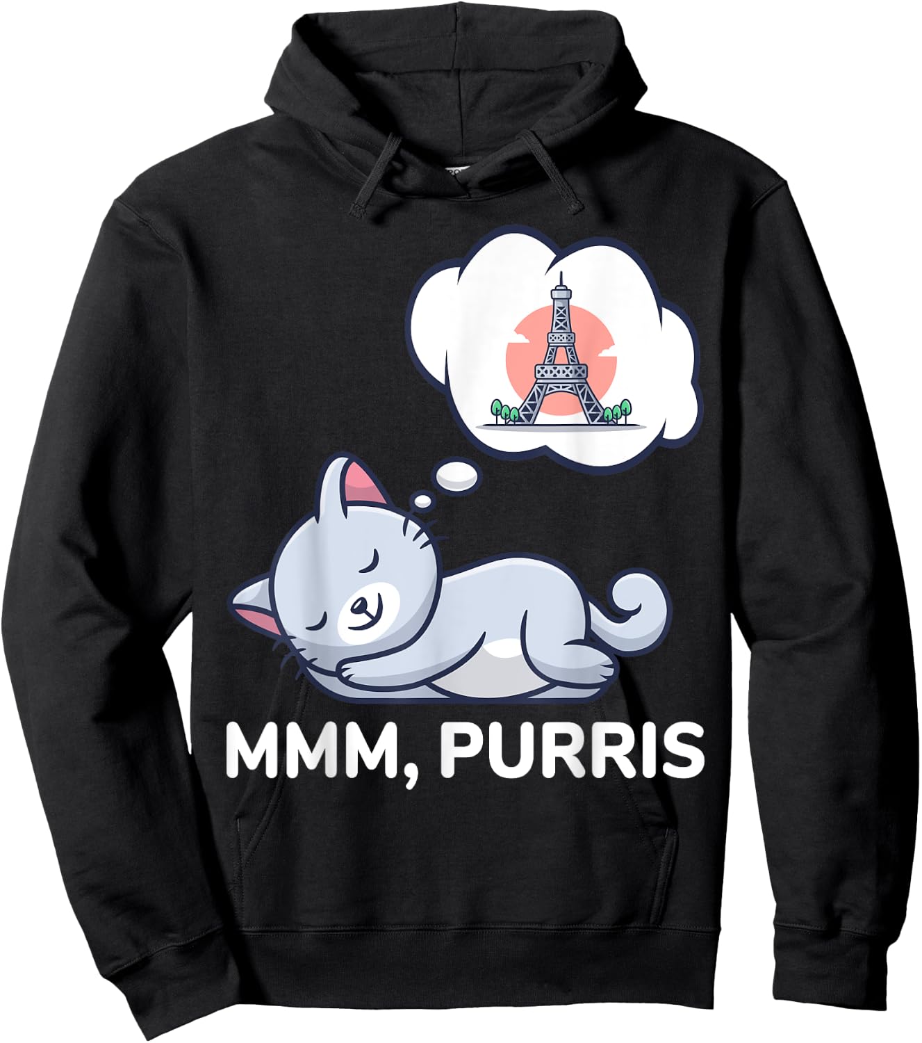 Funny Paris Cat Cute France Themed Gift Hoodie - Hoodie | Black