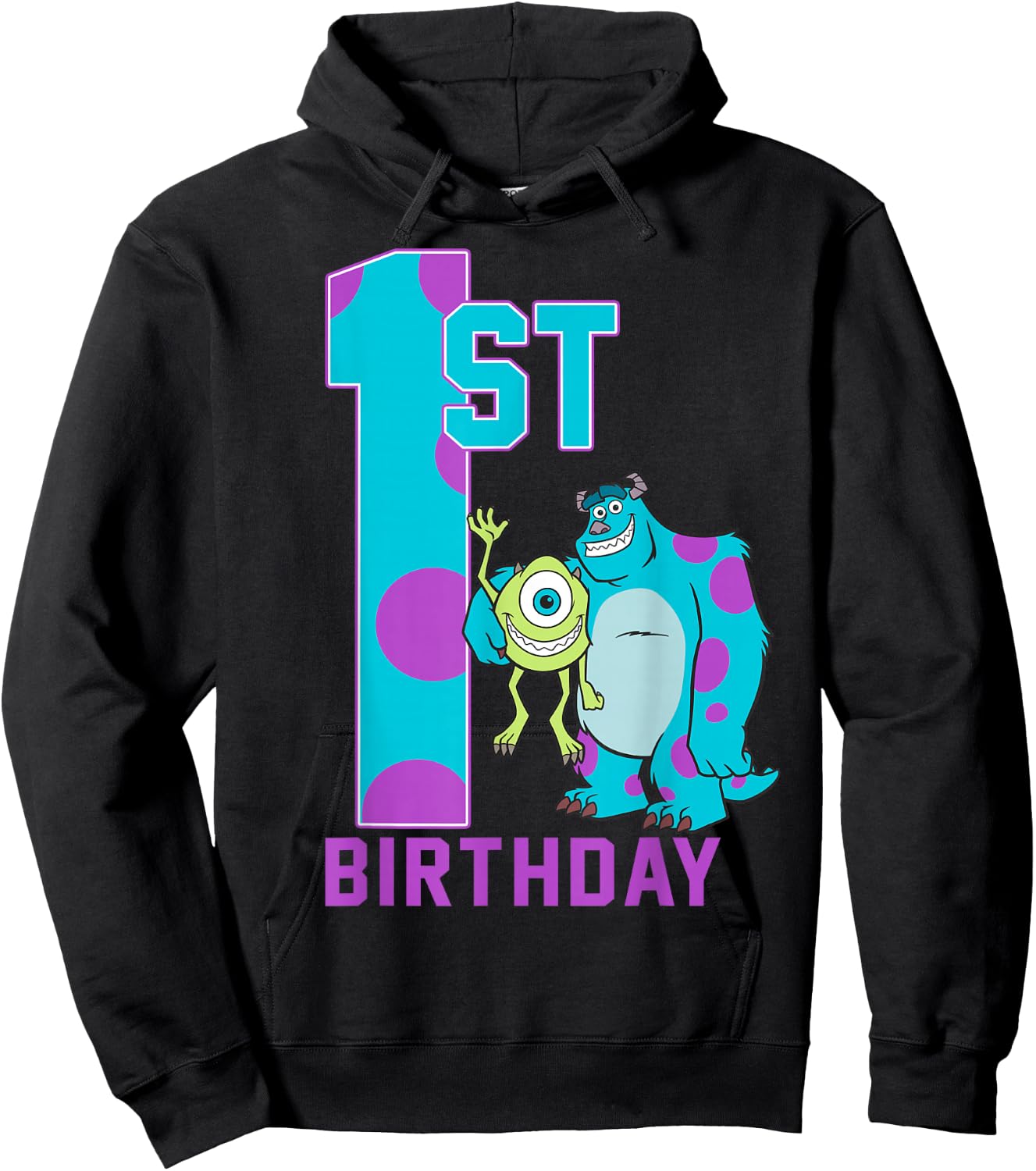 Disney Pixar Monsters Inc. Mike & Sully Happy 1st Birthday Hoodie - Hoodie | Black