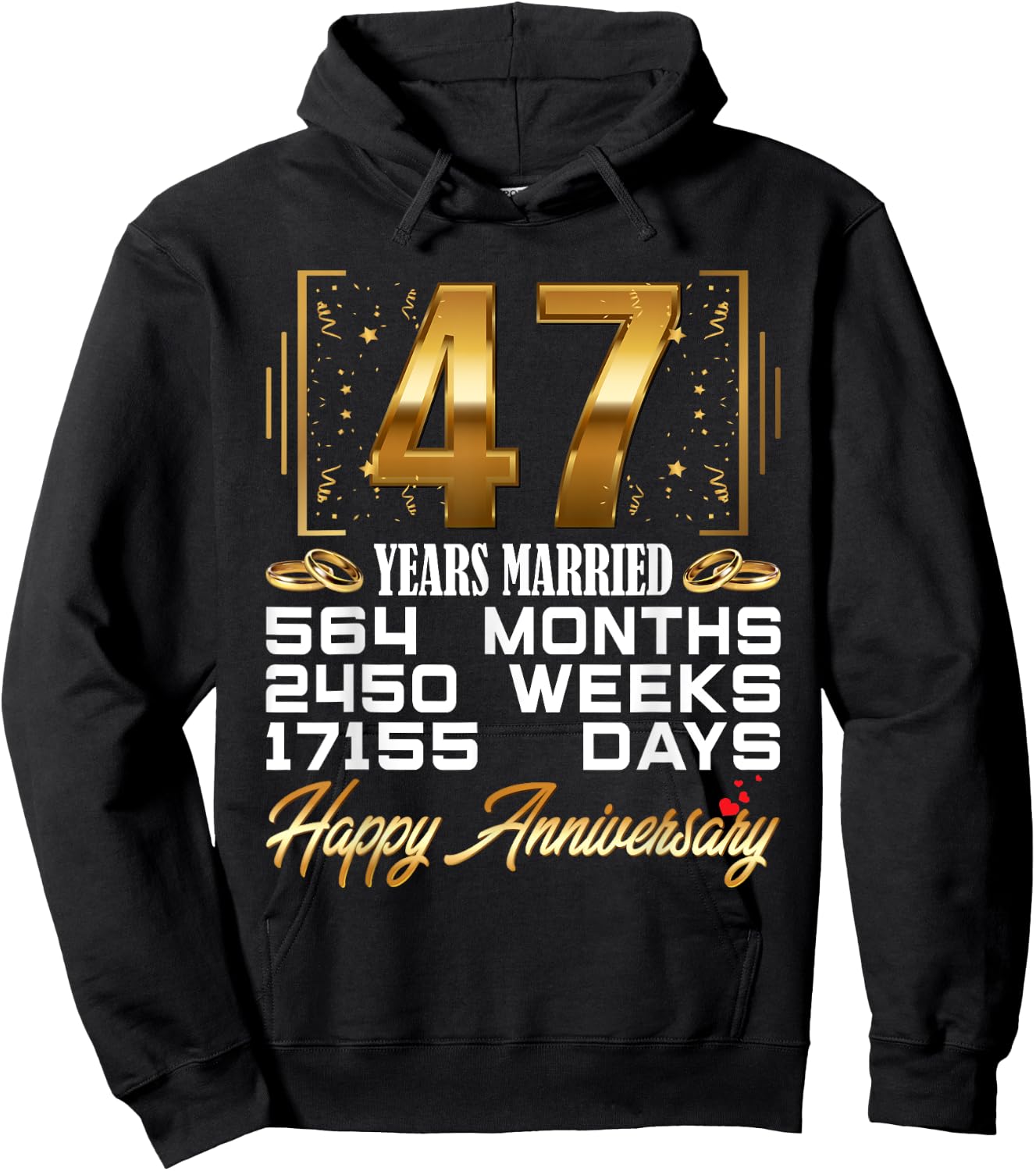47 Years Married - Funny 47th Wedding Anniversary Hoodie - Hoodie | Black