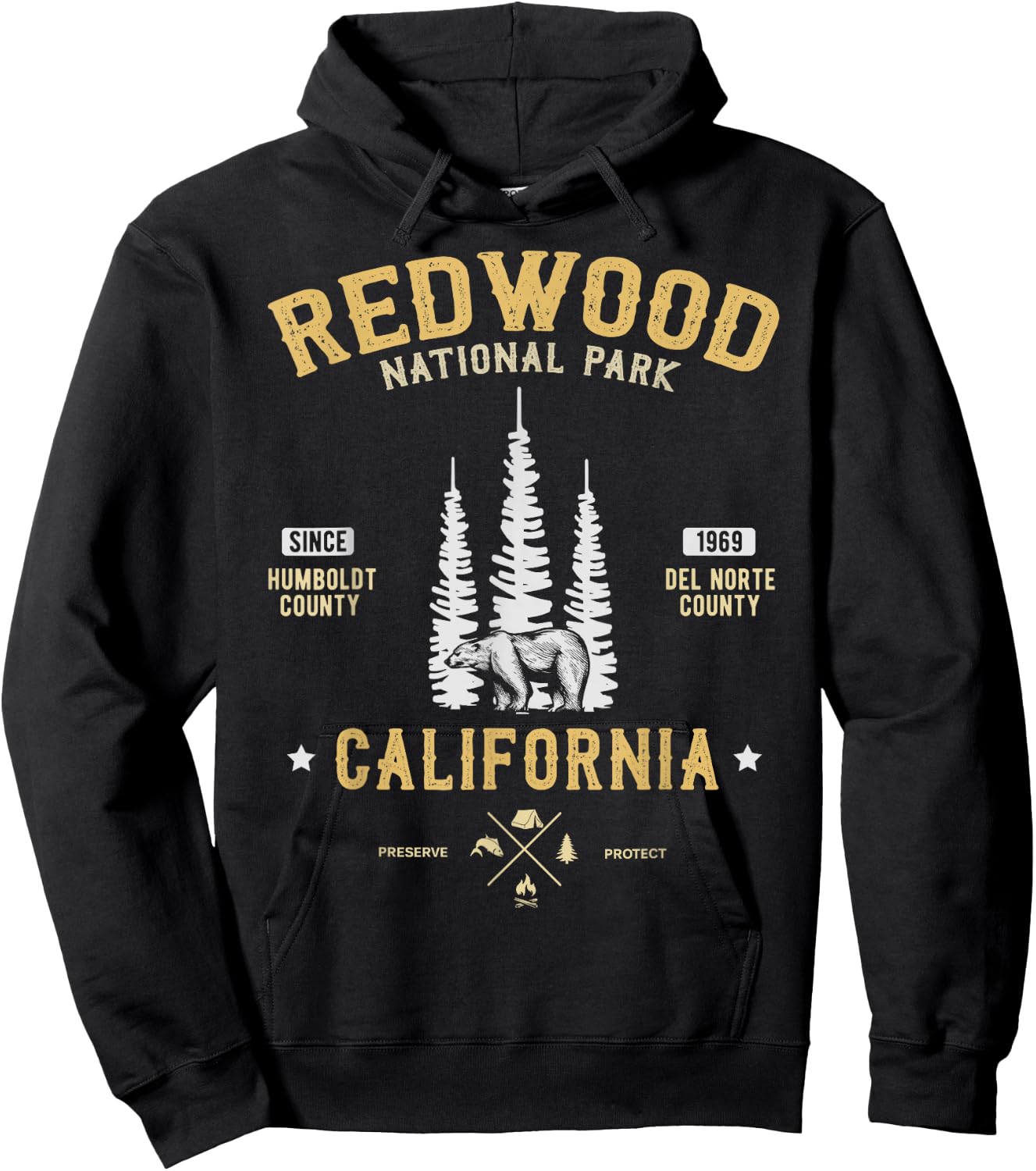 Redwood National Park Shirt, Redwood Forest US Nationalpark Hoodie - Hoodie | Black