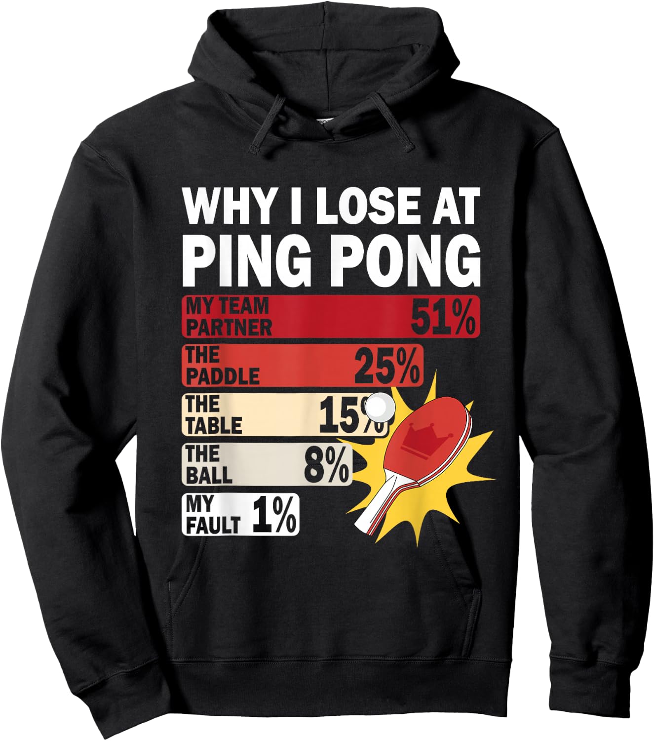 Why I Lose at Ping Pong Table Tennis Funny My Fault Hoodie - Hoodie | Black
