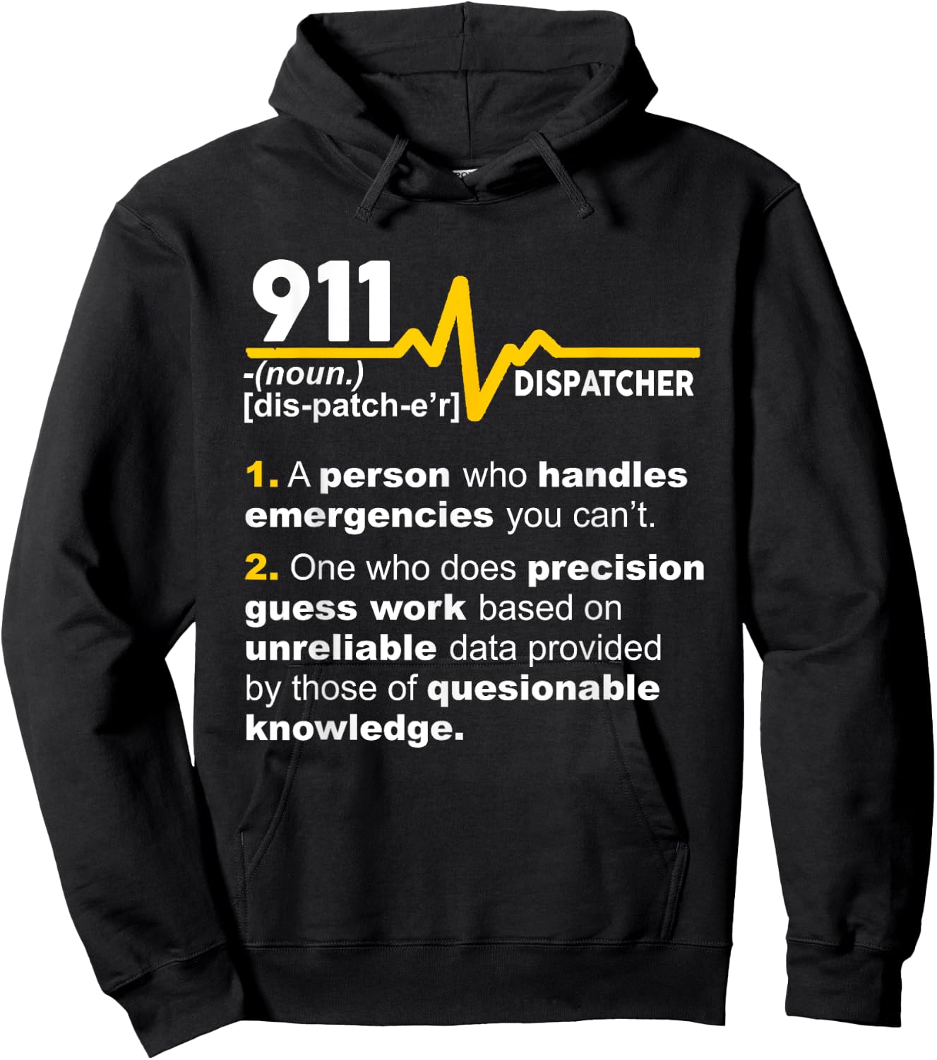 911 Dispatcher Definition Handles Emergencies Dispatch Hoodie - Hoodie | Black