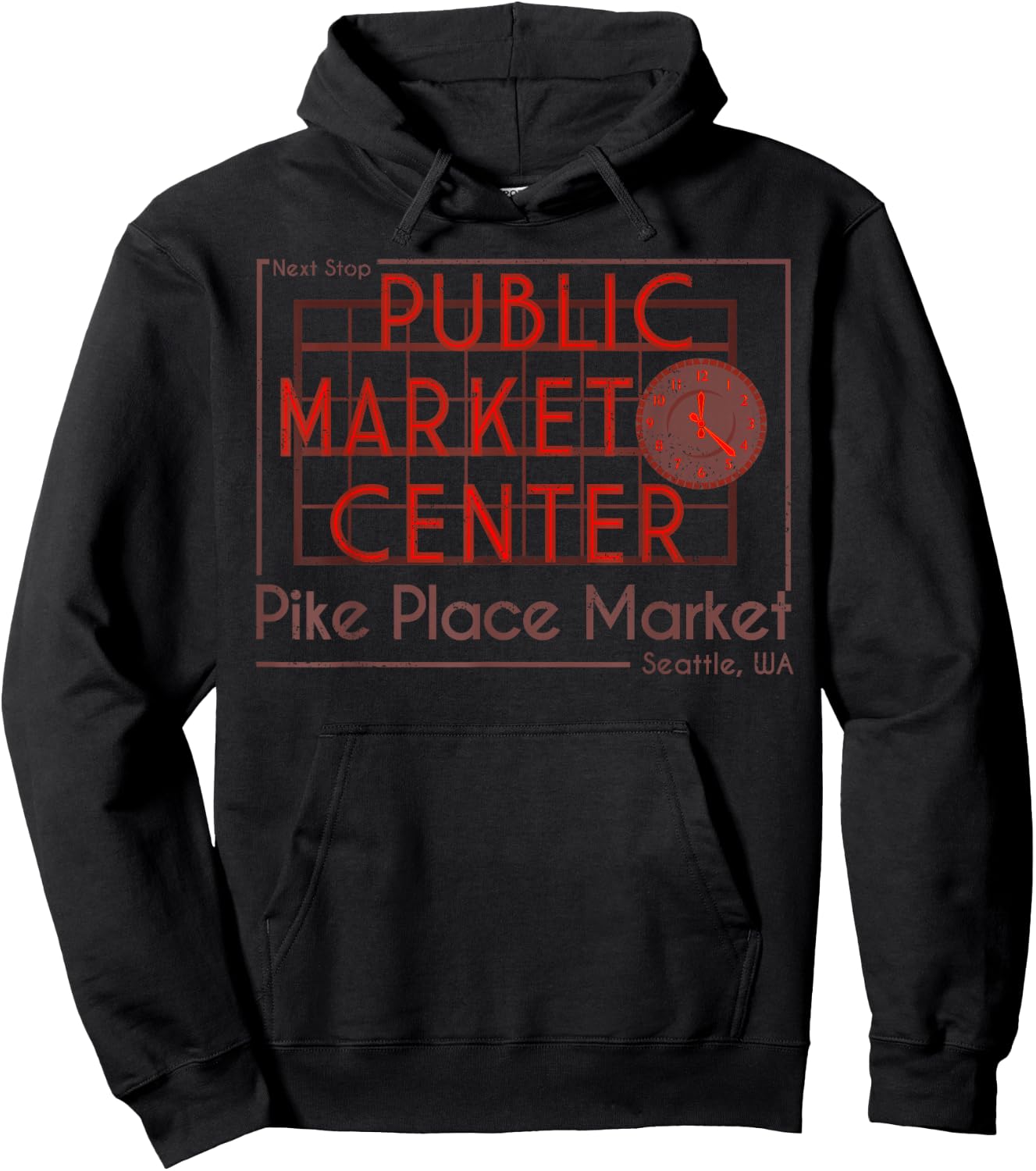 Public Market Center Seattle Next Stop Vintage Gift Hoodie - Hoodie | Black