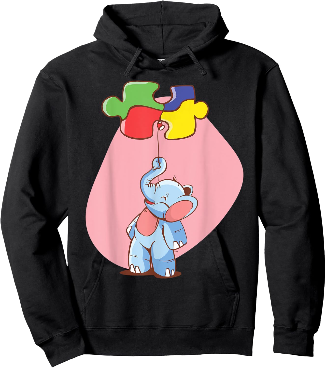 Autism Awareness Shirts with Cute Elephant Kids Men Women Hoodie - Hoodie | Black