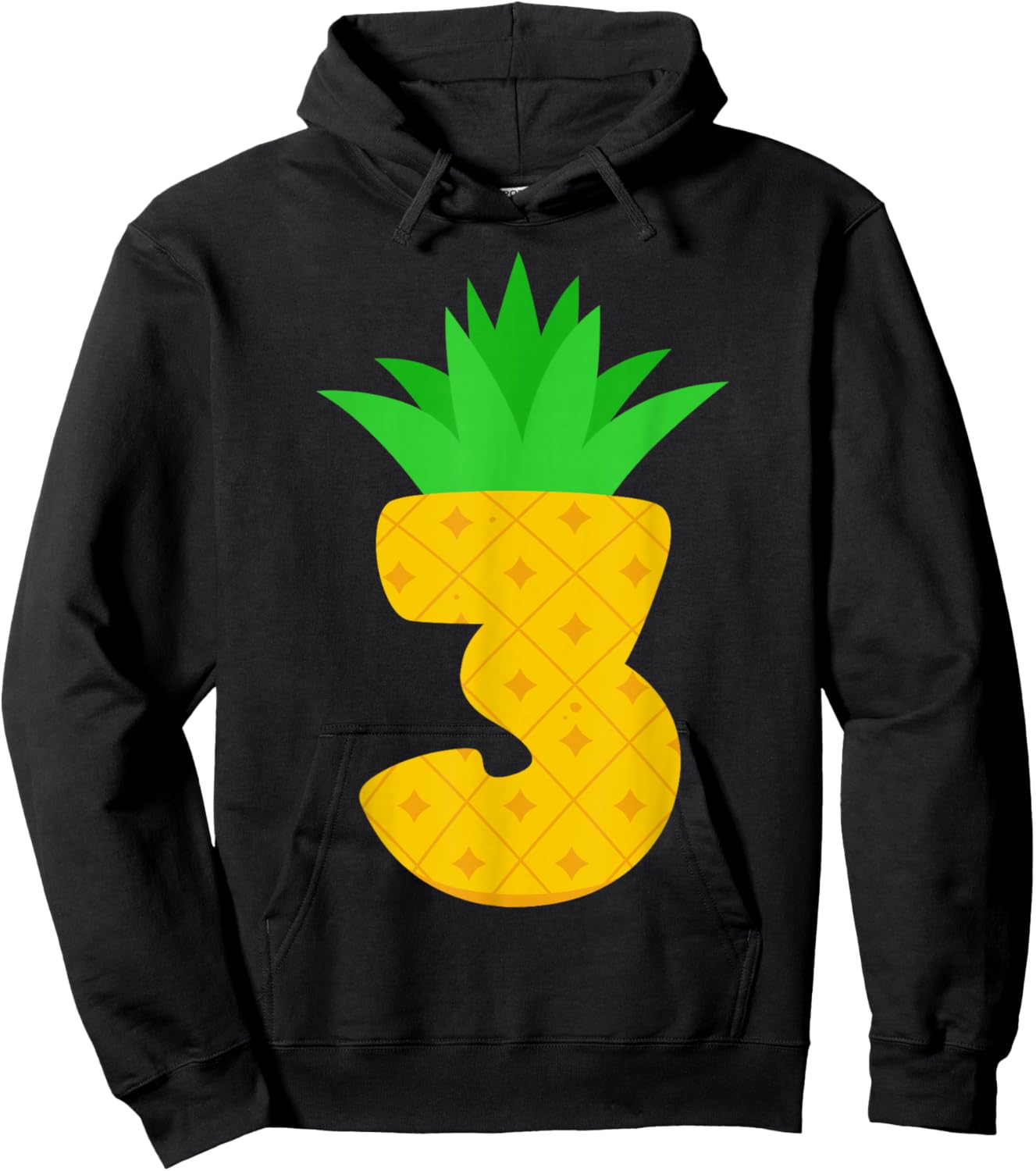 Toddler 3rd Birthday Pineapple Themed 3 Year Old Boys Kids Hoodie - Hoodie | Black