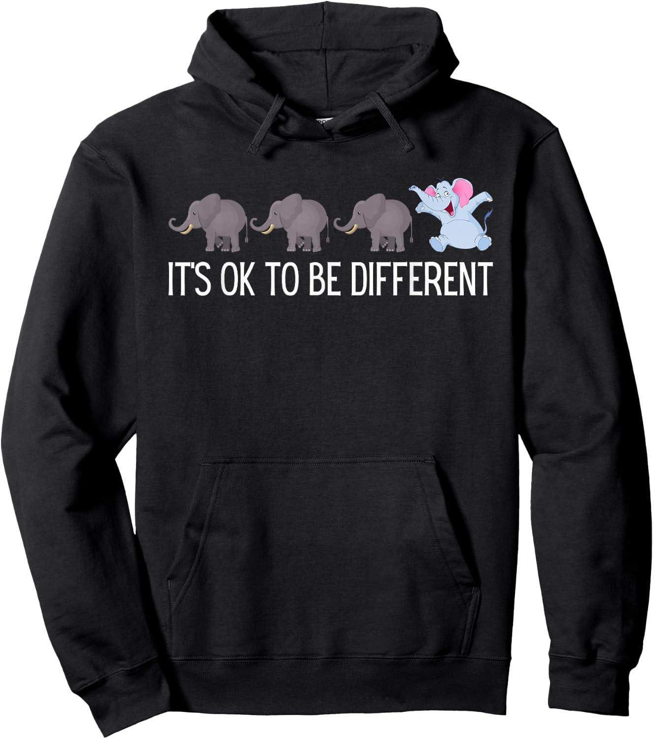 Autism It's Ok to Be Different Elephant Funny Being Unique Hoodie - Hoodie | Black
