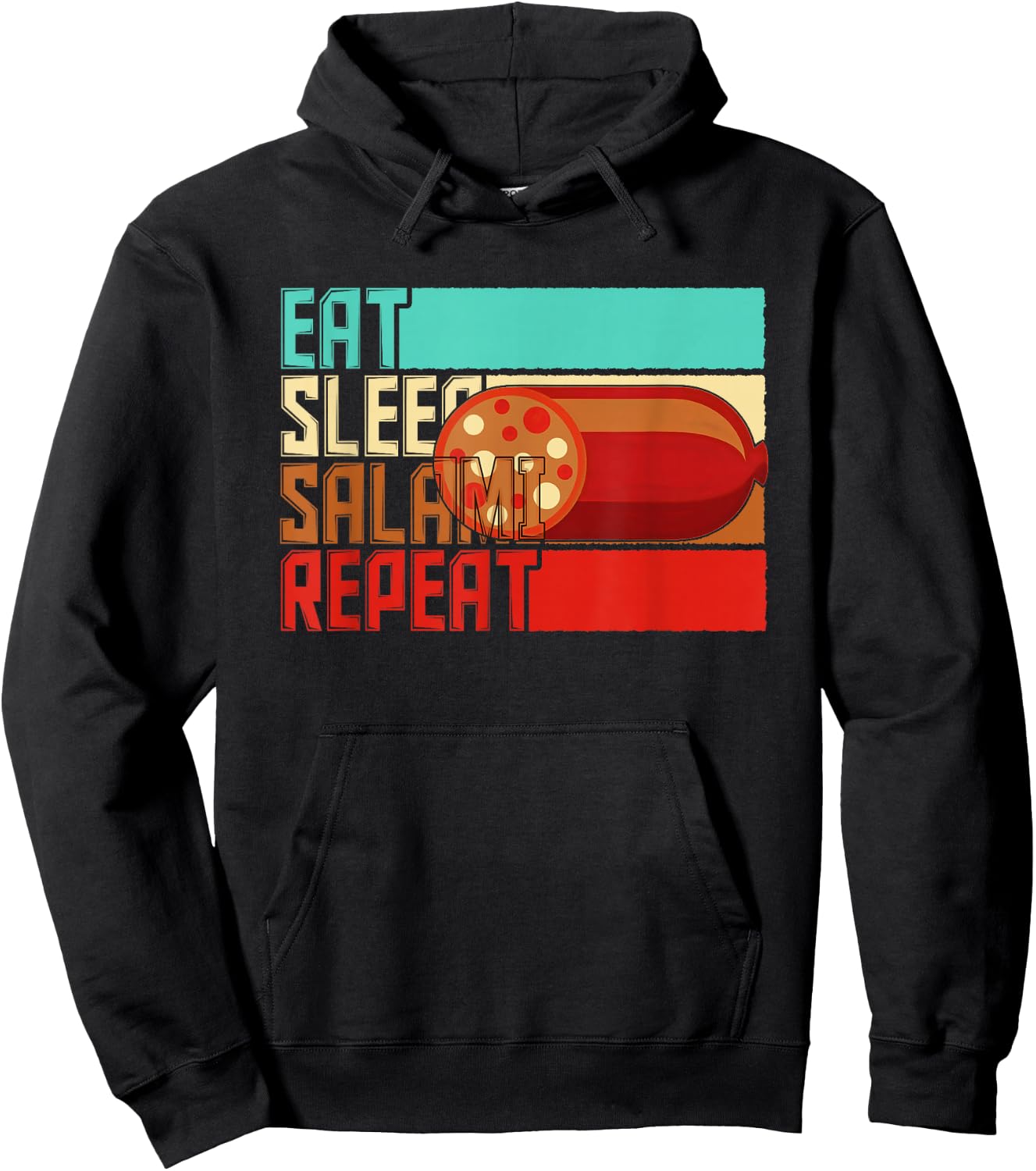 Vintage Eat Sleep Repeat Salami Hoodie - Hoodie | Black