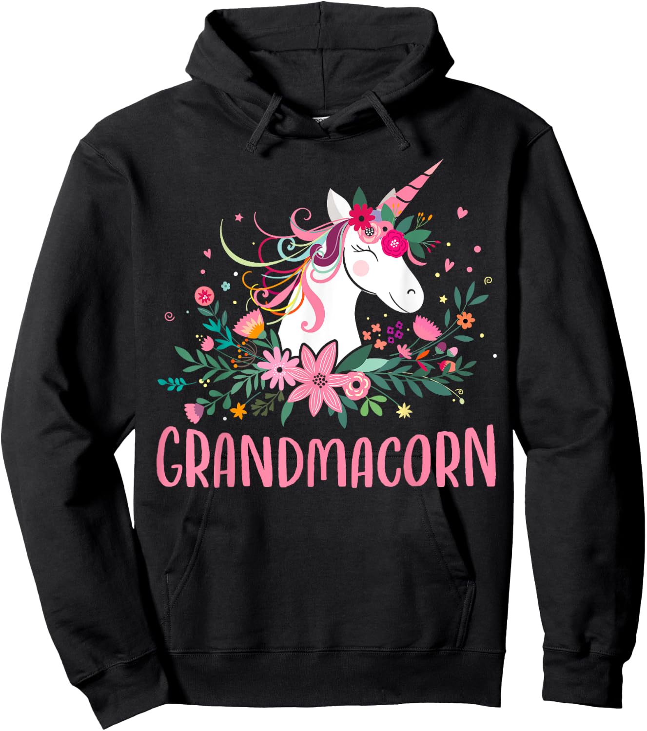 Grandmacorn Unicorn Grandma Hoodie - Hoodie | Black