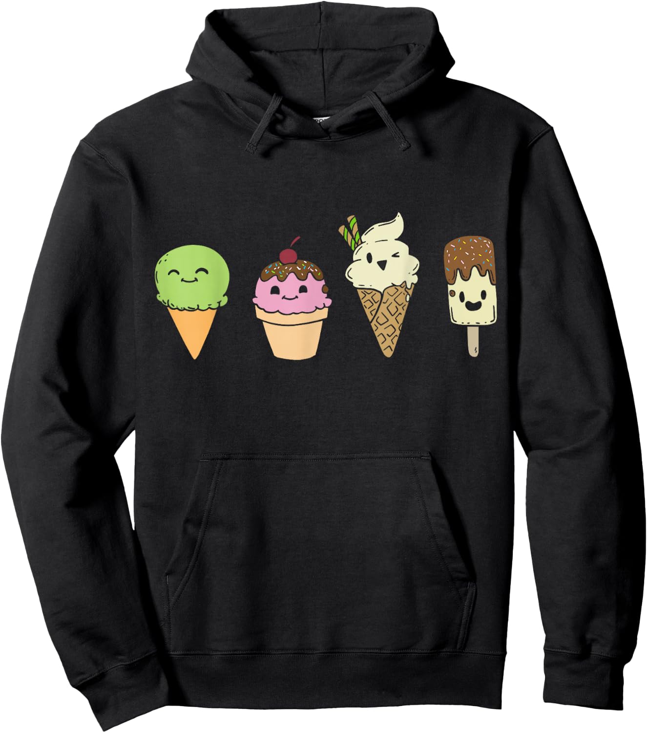 Ice Cream Cones Popsicle Frozen Food Gift Hoodie - Hoodie | Black