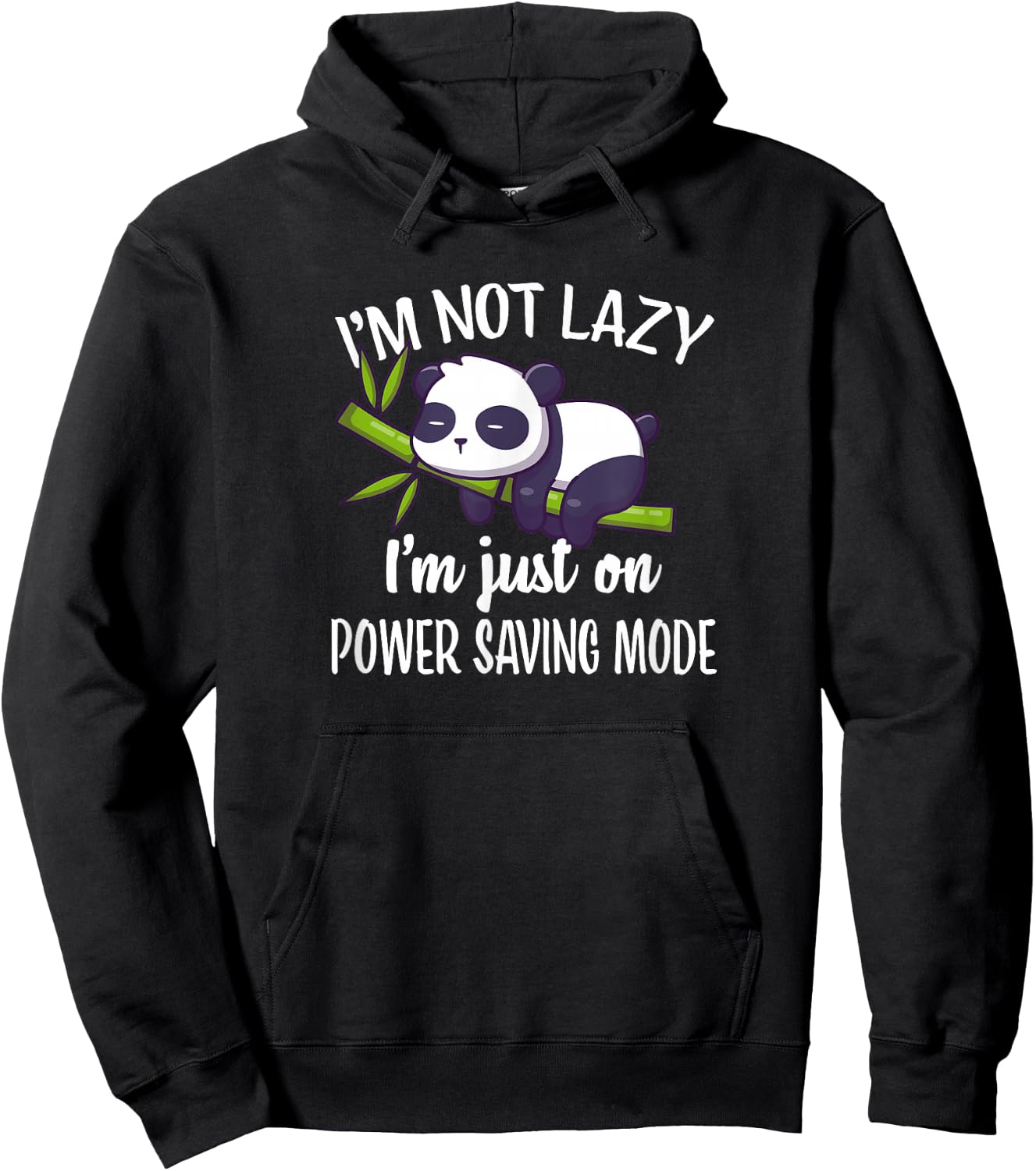Cute Kawaii Kids Napping Not Lazy Power Saving Panda Hoodie - Hoodie | Black