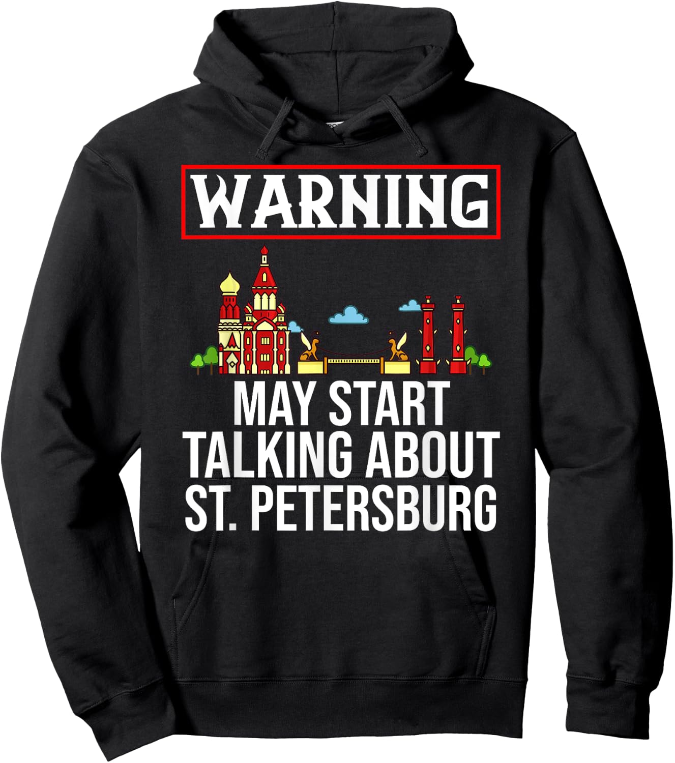 St. Petersburg Russia City Skyline Map Travel Hoodie - Hoodie | Black