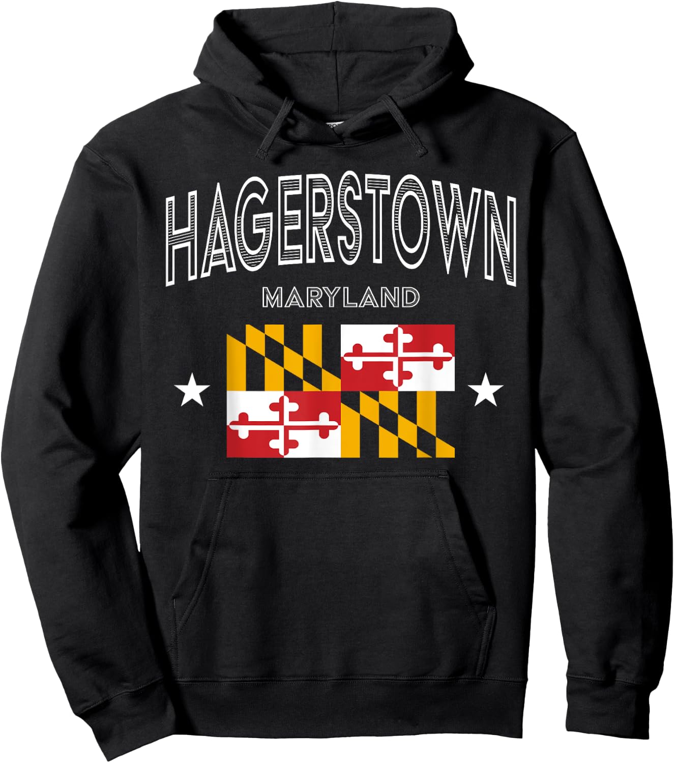 Retro Hagerstown Maryland MD Flag Sport Throwback Hoodie - Hoodie | Black