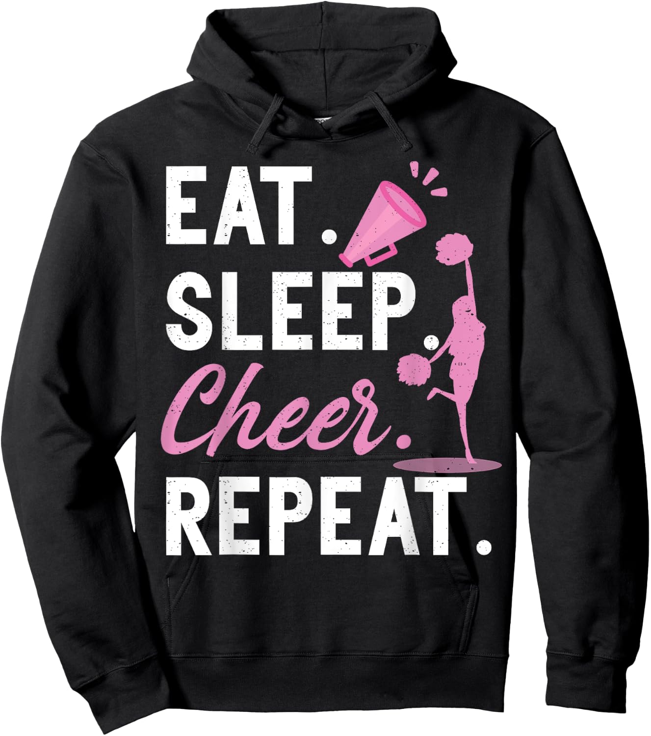 Cheerleading Dance Cheerleader Girls Eat Sleep Cheer Repeat Hoodie - Hoodie | Black