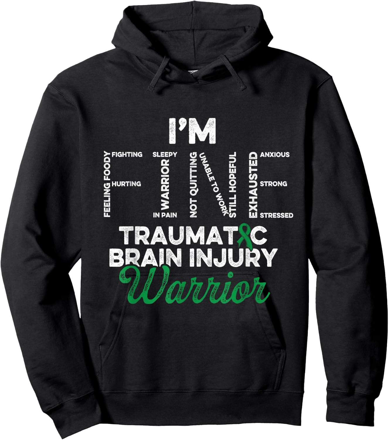 Traumatic Brain Injury Survivor Fine TBI Warrior Hoodie - Hoodie | Black