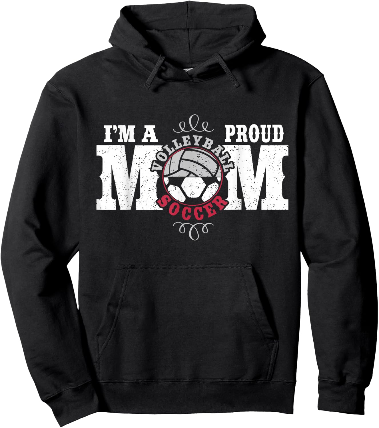 I'm a Proud Volleyball Soccer Mom - Combined Sports Hoodie - Hoodie | Black