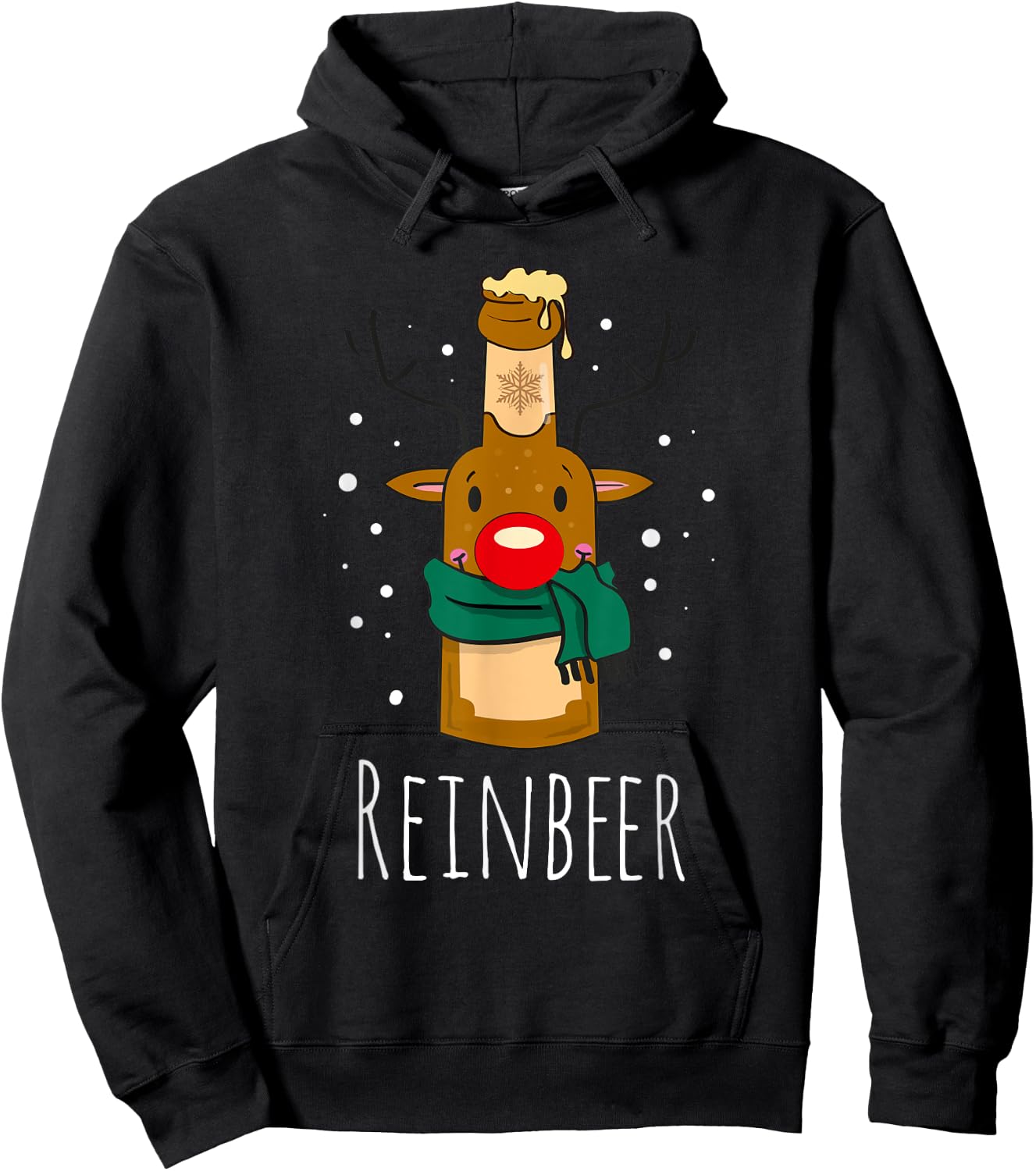 REINBEER Funny Reindeer Beer Christmas Celebrations Drink Hoodie - Hoodie | Black