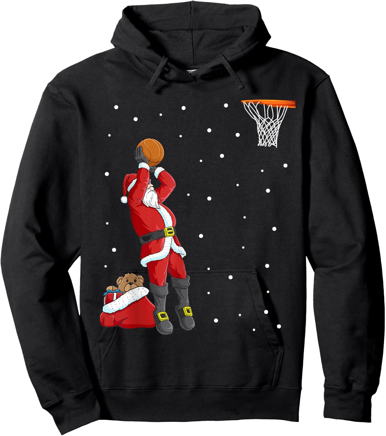 Funny Santa Claus Basketball Christmas Jumper Hoodie - Hoodie | Black