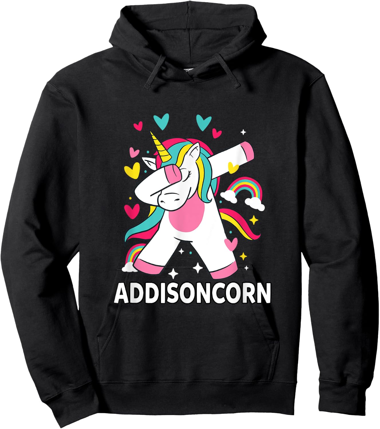 Addisoncorn Personalized Name Dabbing Unicorn Addison Hoodie - Hoodie | Black
