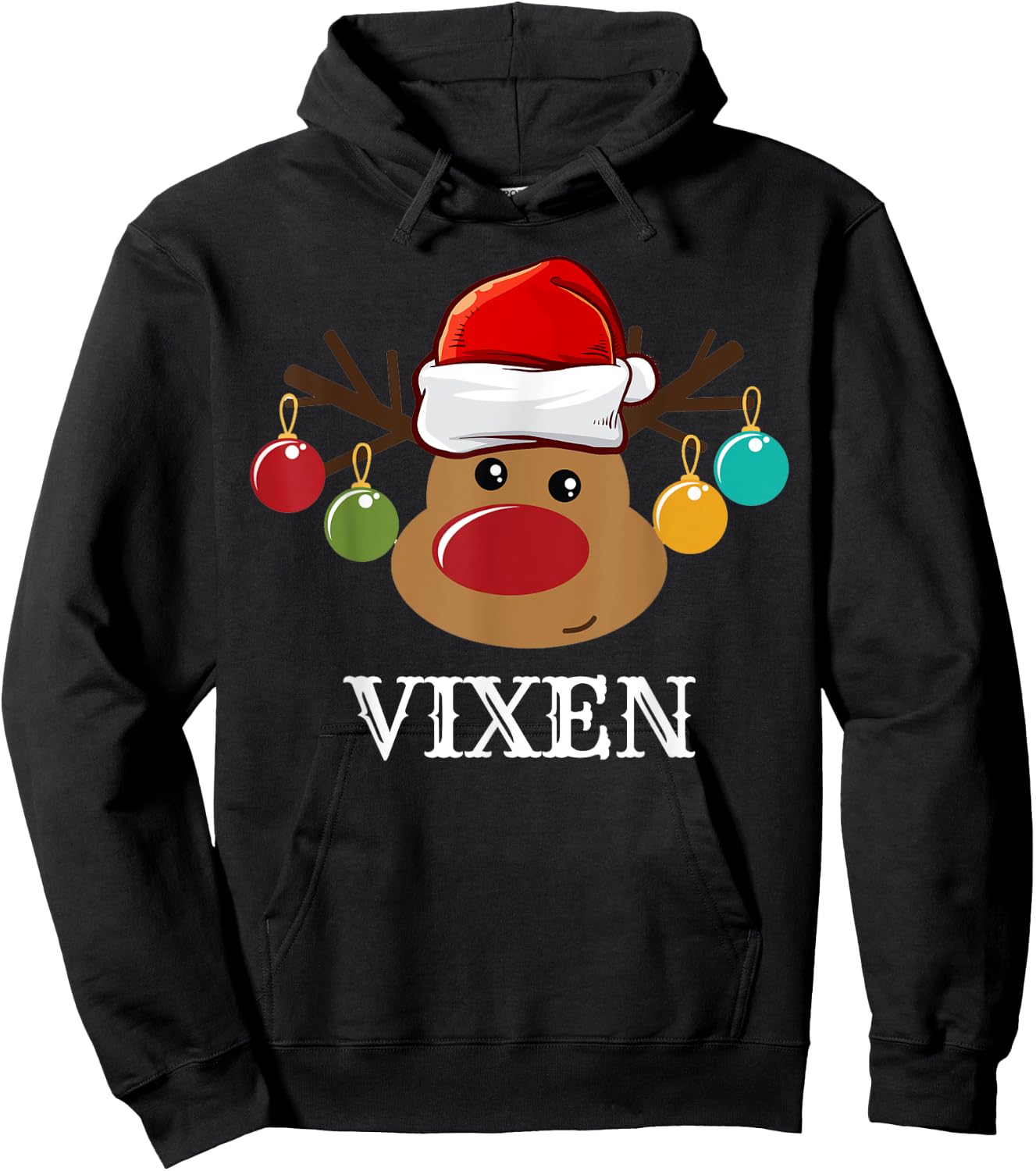 Santa Reindeer Vixen Xmas Group Costume Hoodie - Hoodie | Black