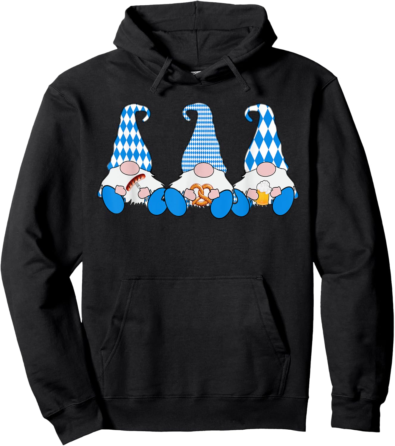 3 Octoberfest Gnomes Bavarian Flag German Gnomes Hoodie - Hoodie | Black