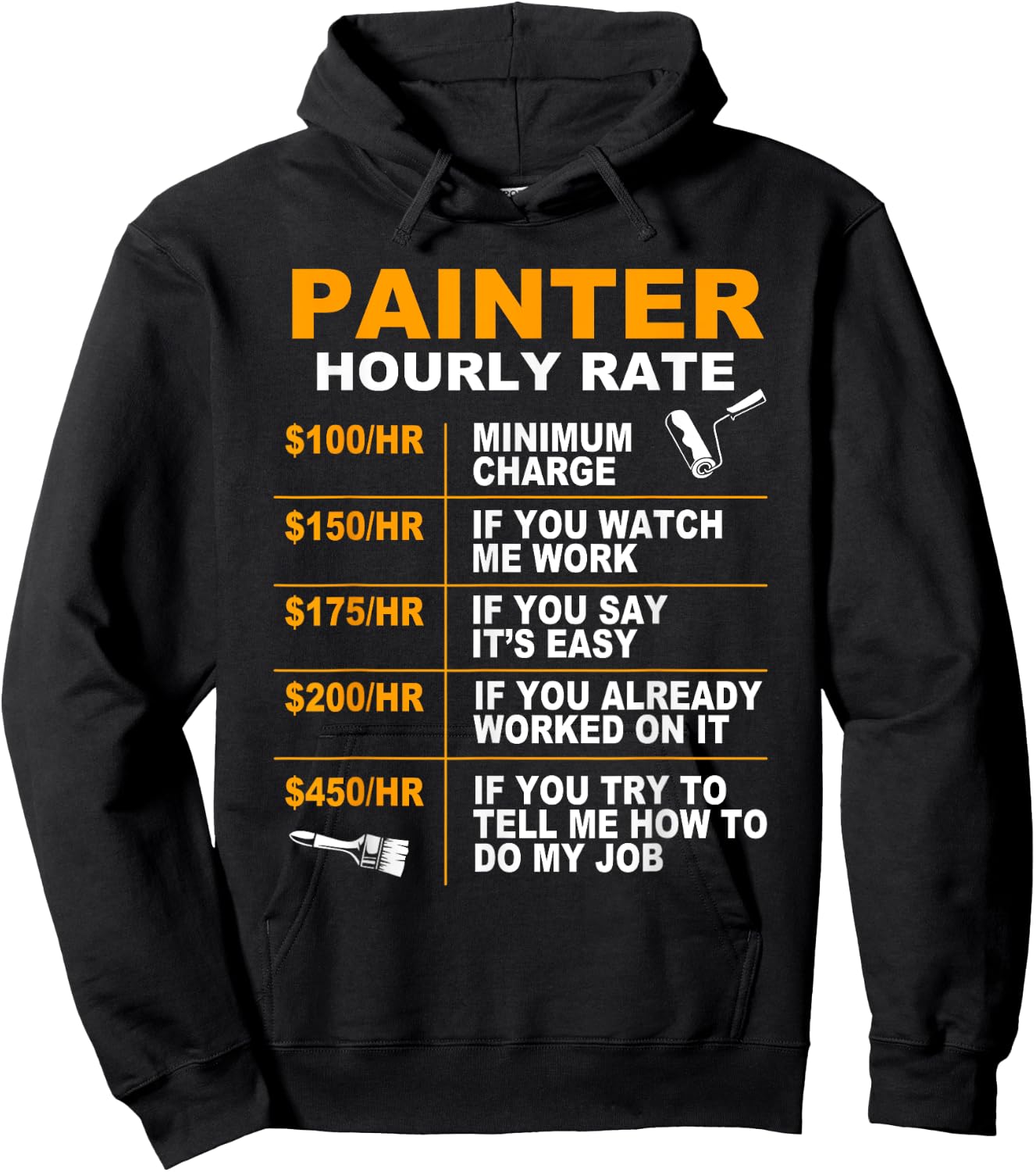Painter Hourly Rate Artist Funny Painter Hoodie - Hoodie | Black