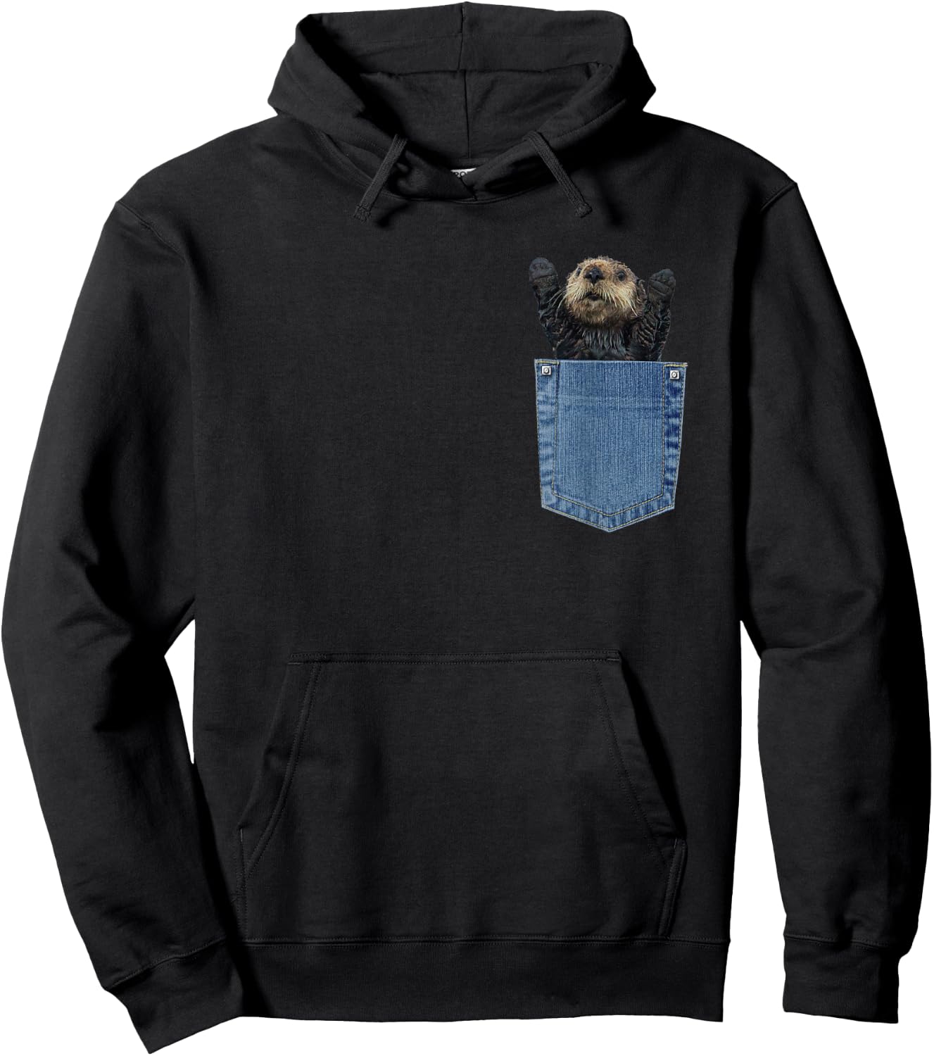 Otter Shirts Funny Adorable Sea Otter in Pocket Otter Hoodie - Hoodie | Black