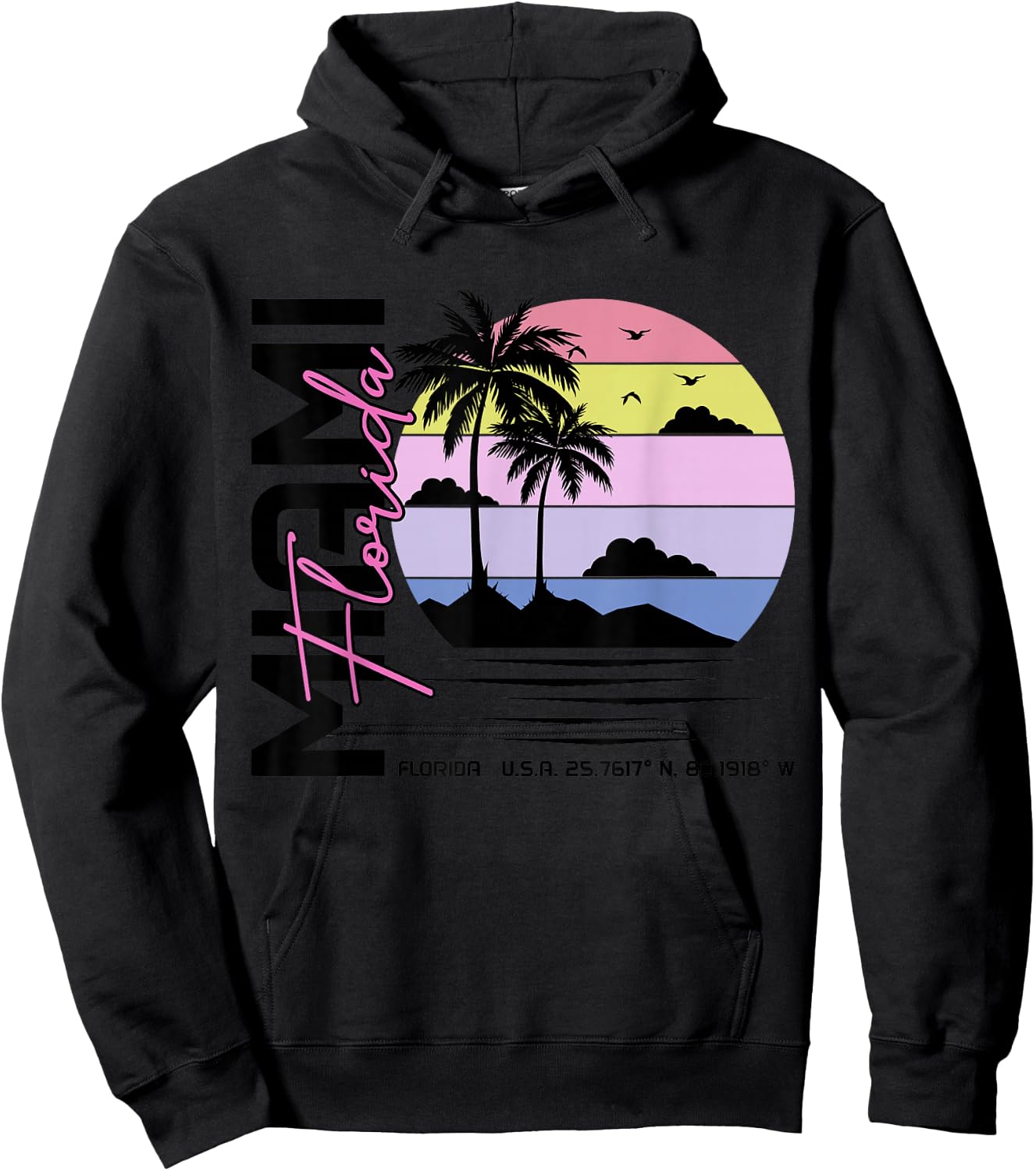 Miami Florida Vintage Retro Pride 305 Area Code Miami FL Hoodie - Hoodie | Black