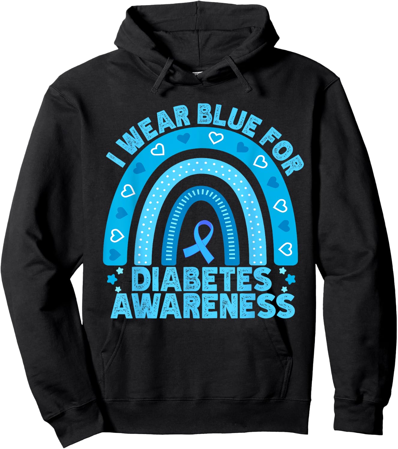 I Wear Blue For Diabetes Awareness Rainbow Diabetic Women Hoodie - Hoodie | Black
