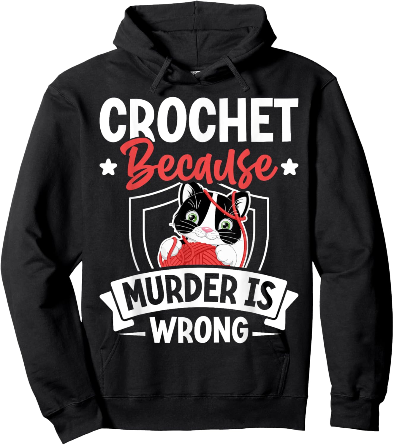 Crochet Because Murder Is Wrong Unicorn Crocheting Hoodie - Hoodie | Black