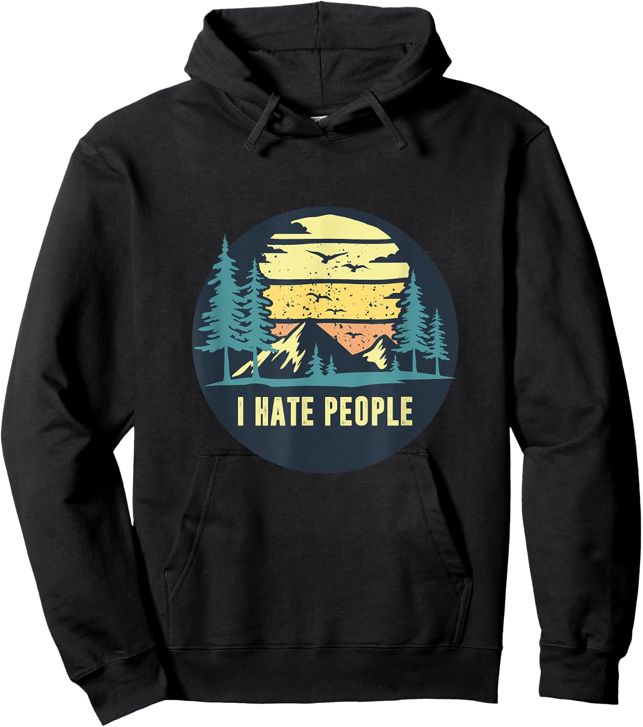 Vintage I Hate People Outdoor Hiking Hoodie - Hoodie | Black