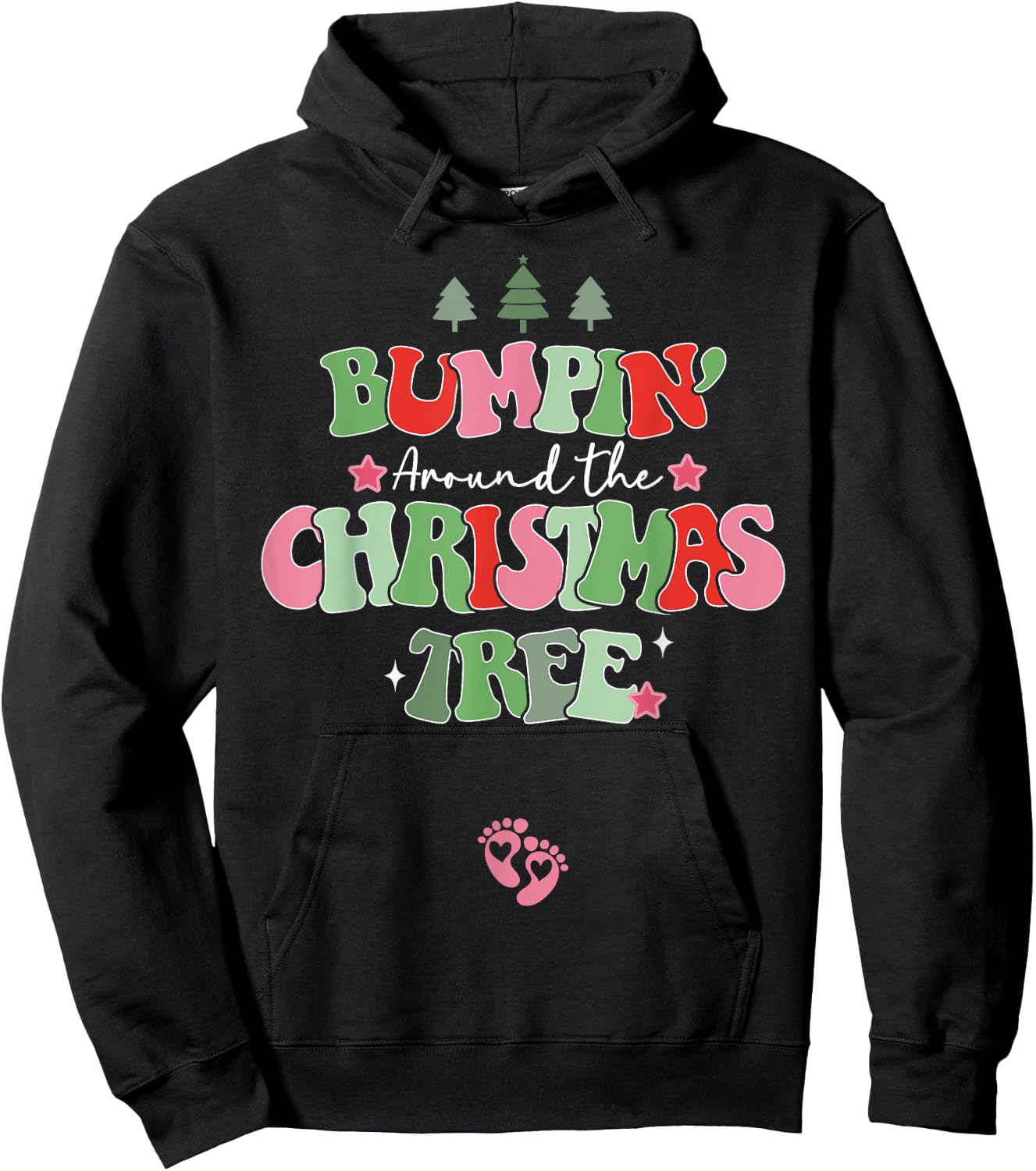 Bumping Around The Christmas Tree Christmas Pregnancy Hoodie - Hoodie | Black