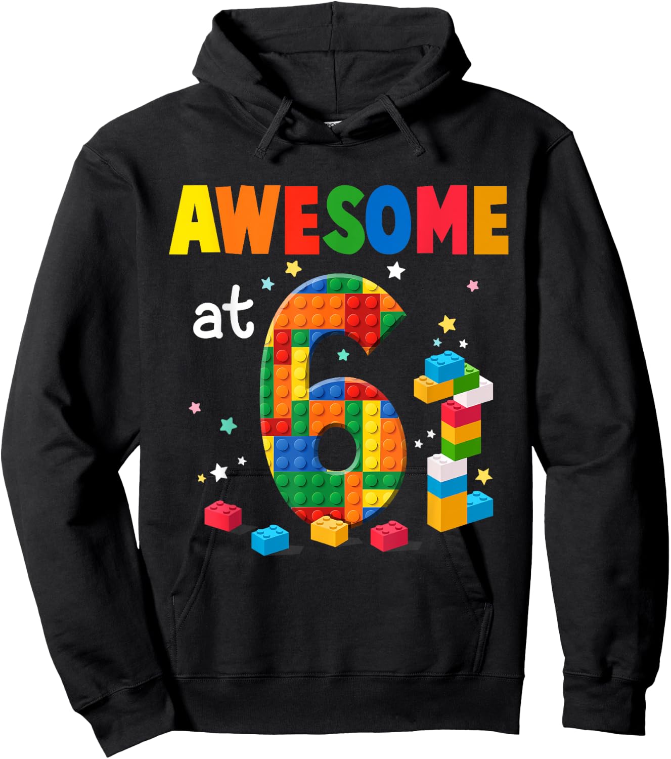 Building Blocks Brick 6th Birthday Shirt 6 Year Old Boy Gift Hoodie - Hoodie | Black